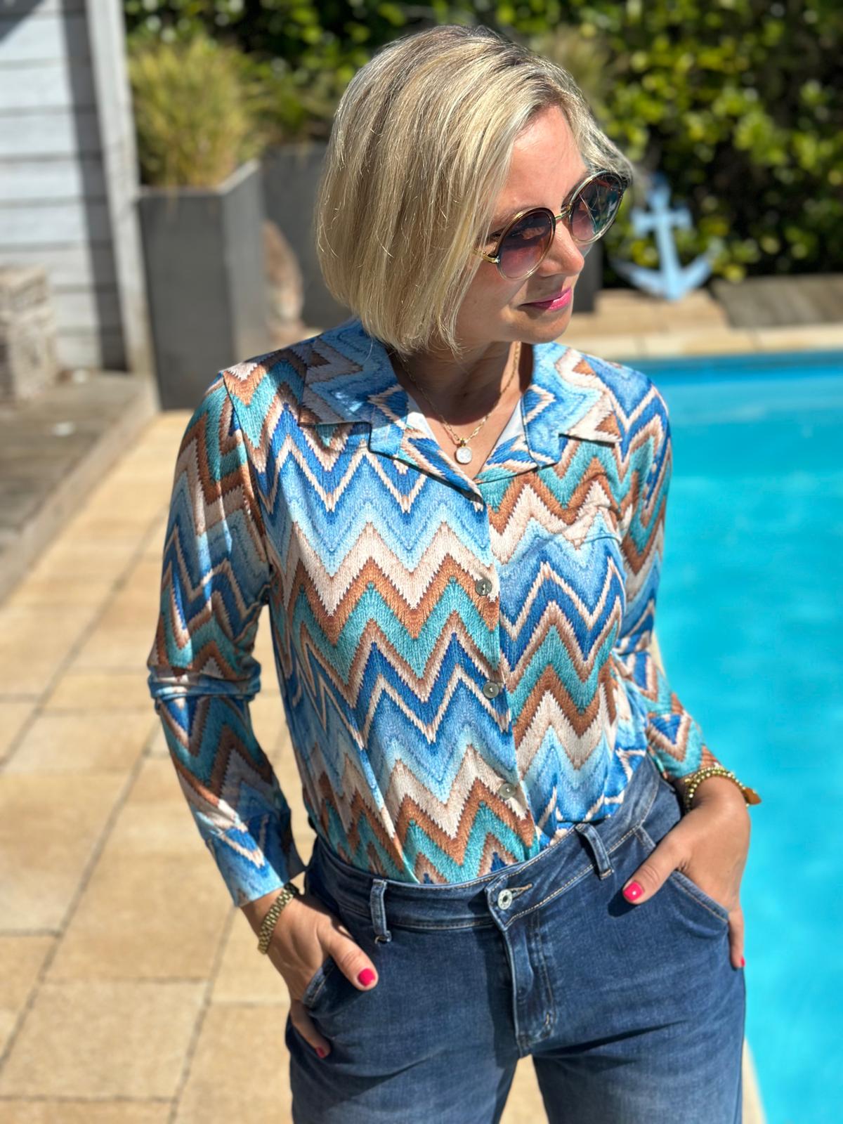Bluse „ZigZag Love“ – in Blau