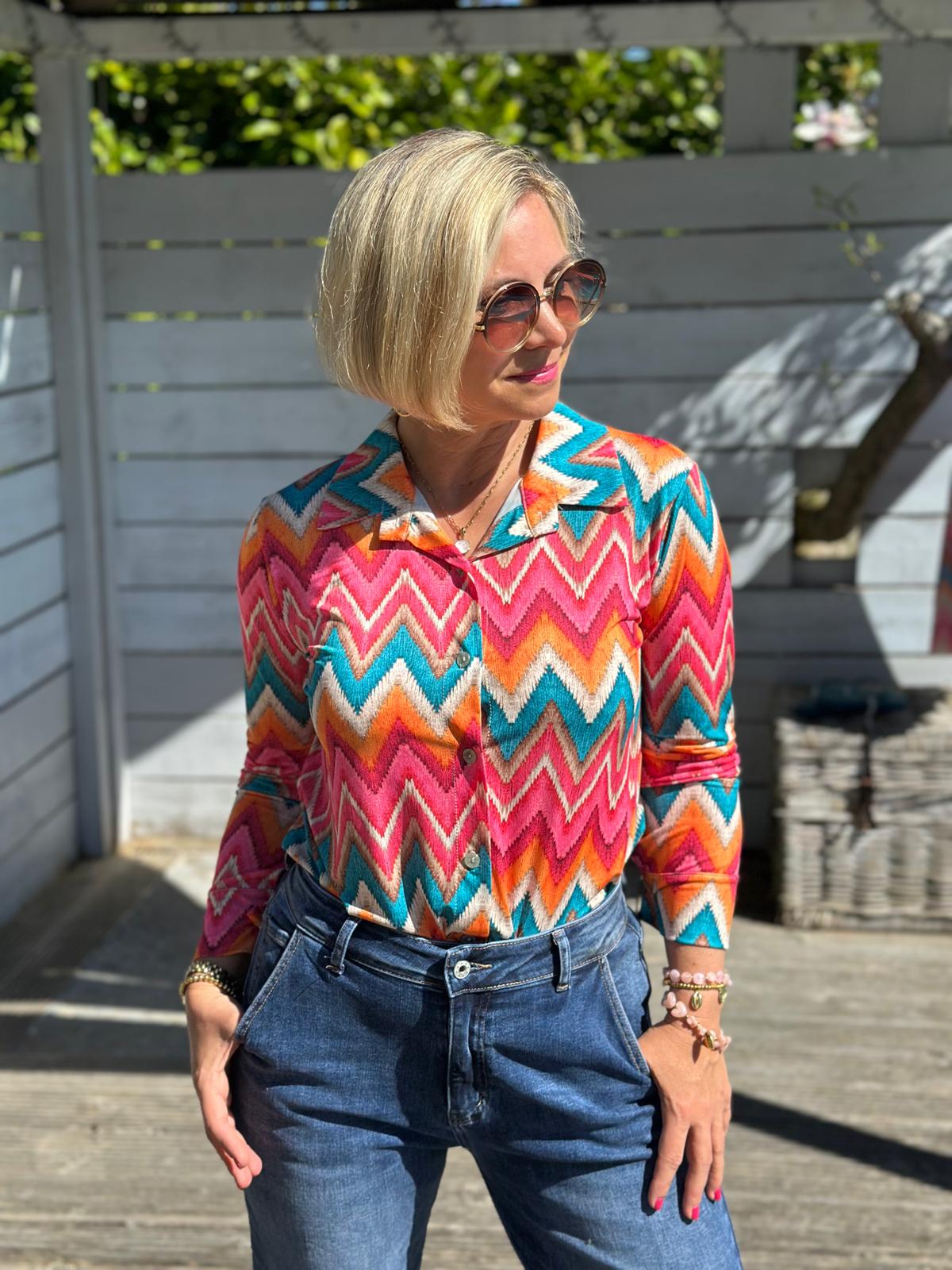 Bluse „ZigZag Love“ – in Coral Pink
