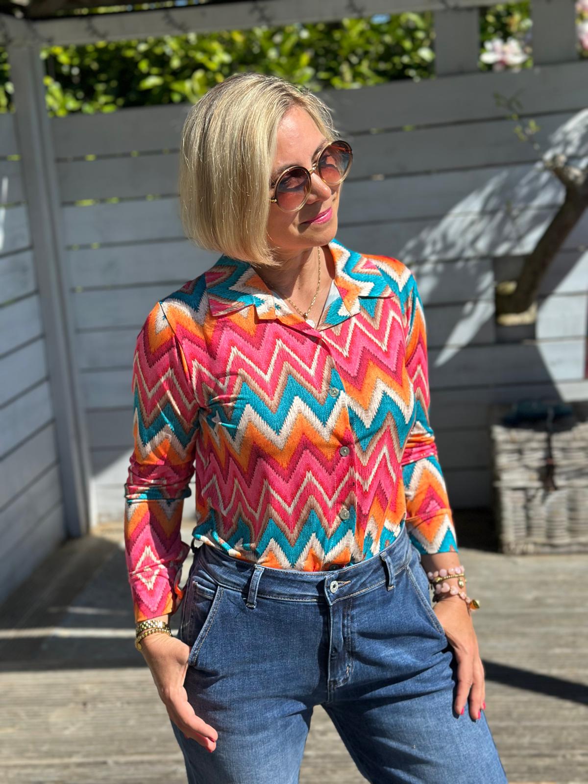 Bluse „ZigZag Love“ – in Coral Pink