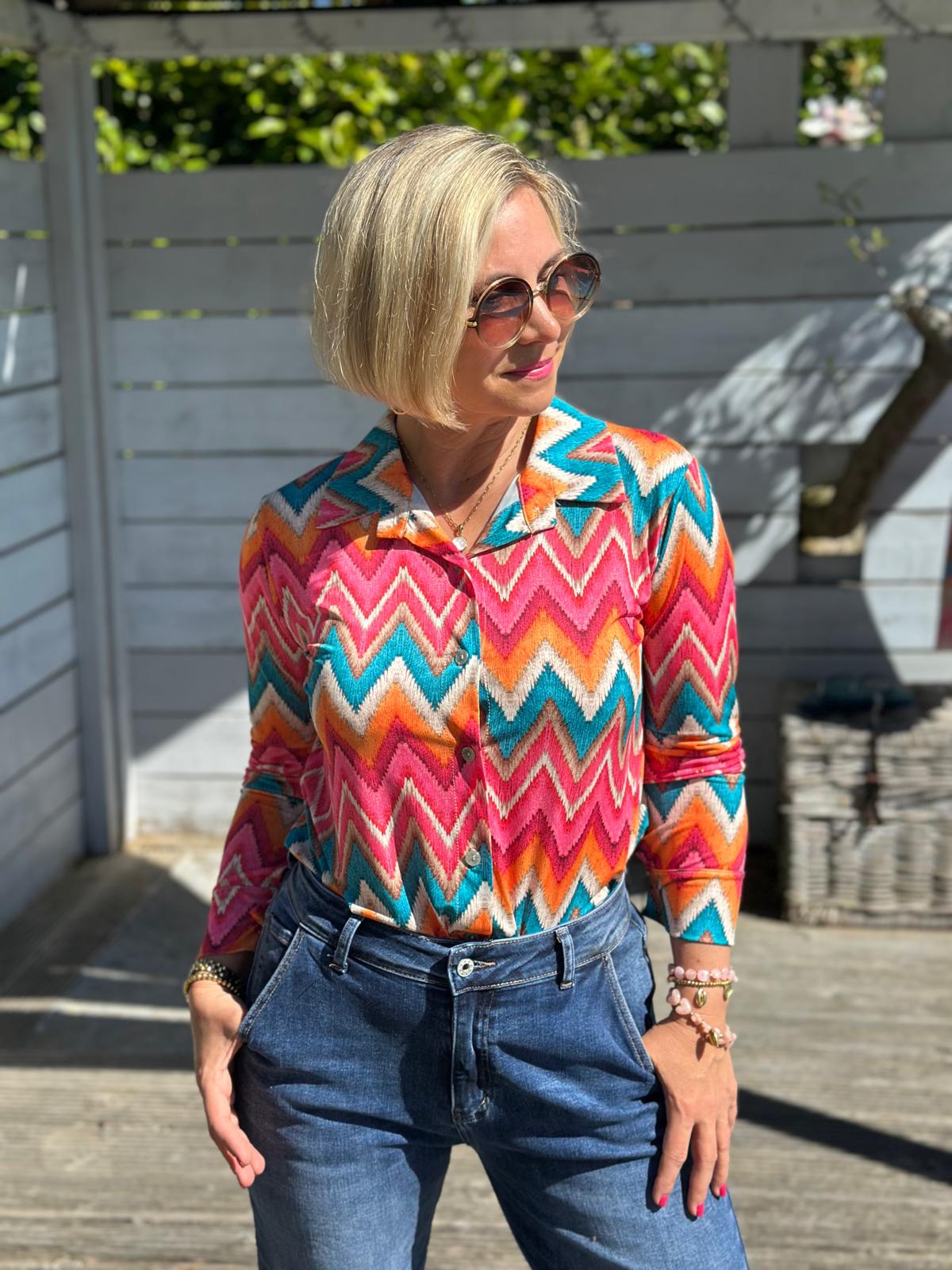 Bluse „ZigZag Love“ – in Coral Pink