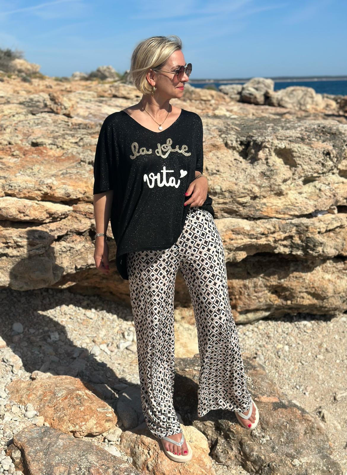 Shirt „La Dolce Vita Glow“ in Schwarz