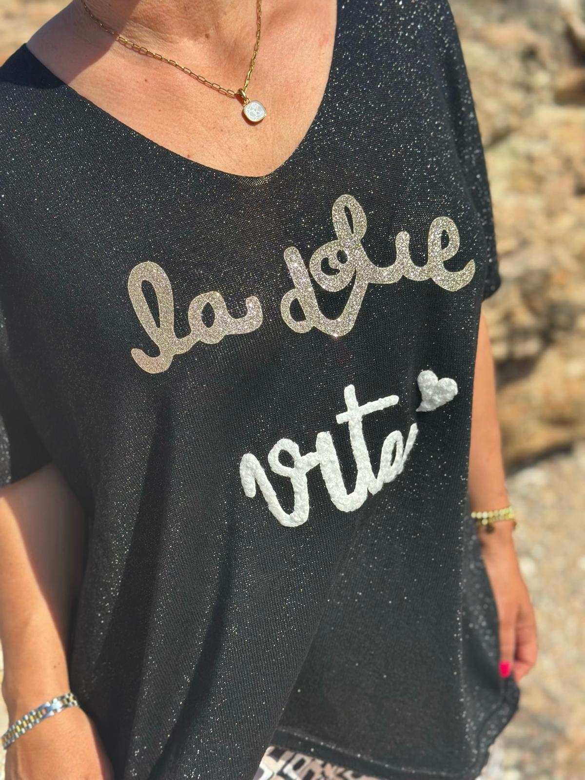 Shirt „La Dolce Vita Glow“ in Schwarz