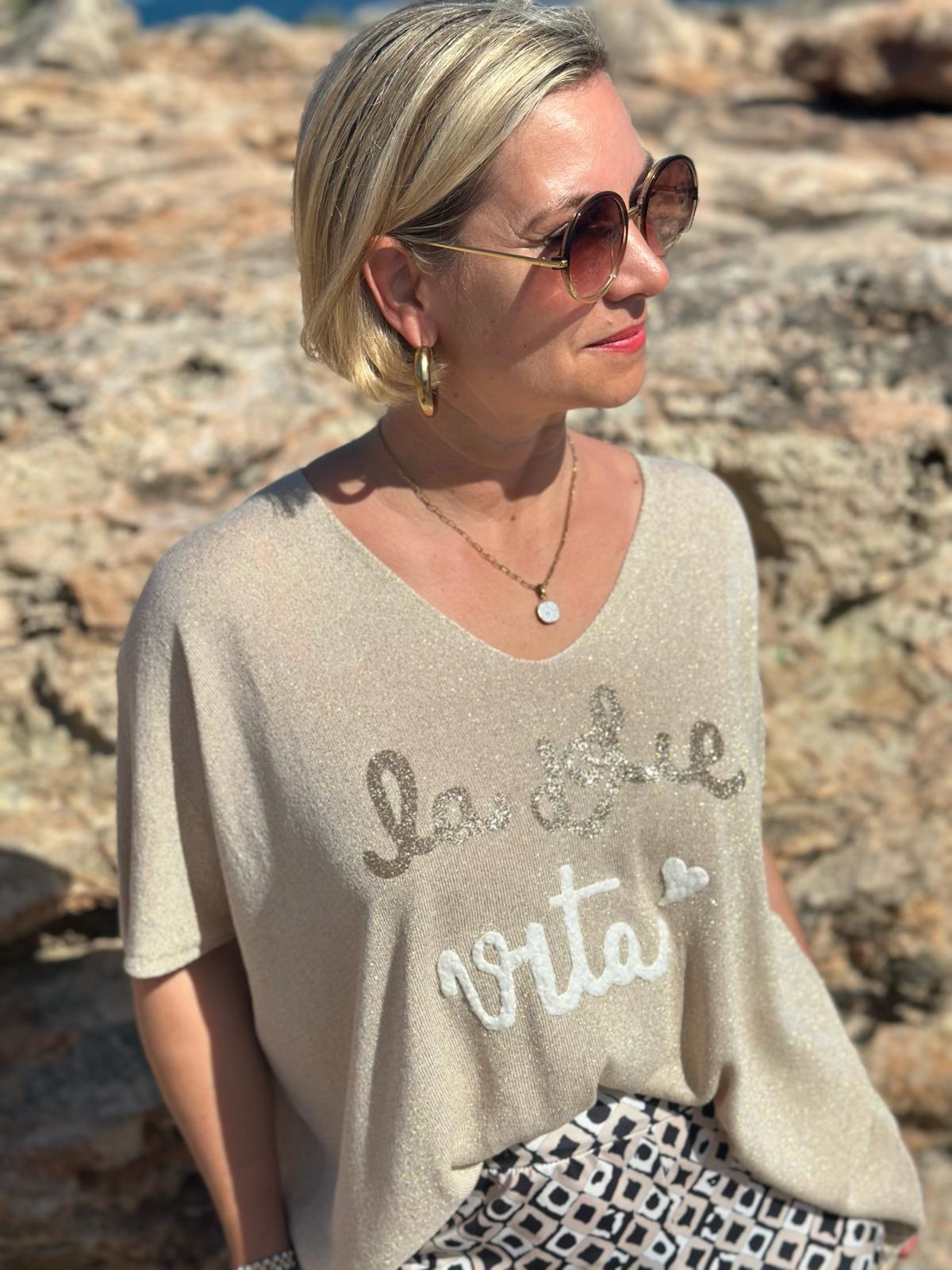 Shirt „La Dolce Vita Glow“ in Cremé