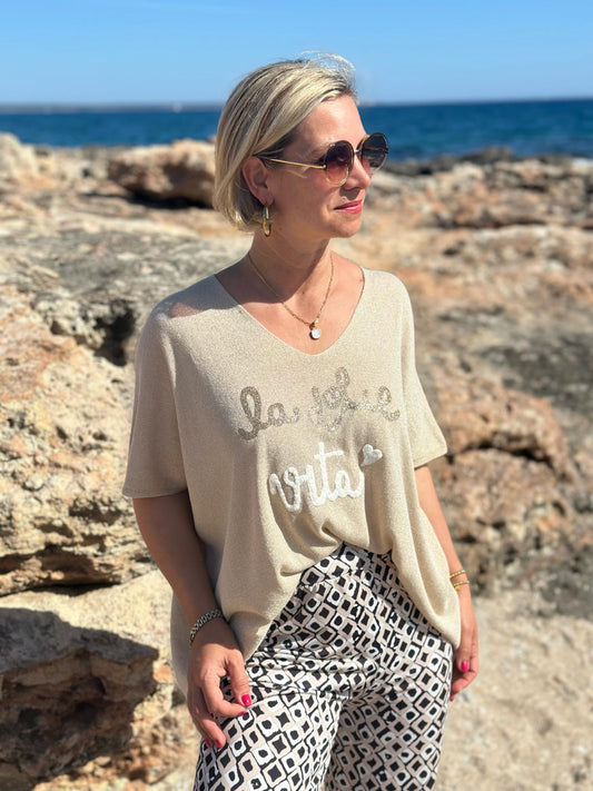 Shirt „La Dolce Vita Glow“ in Cremé