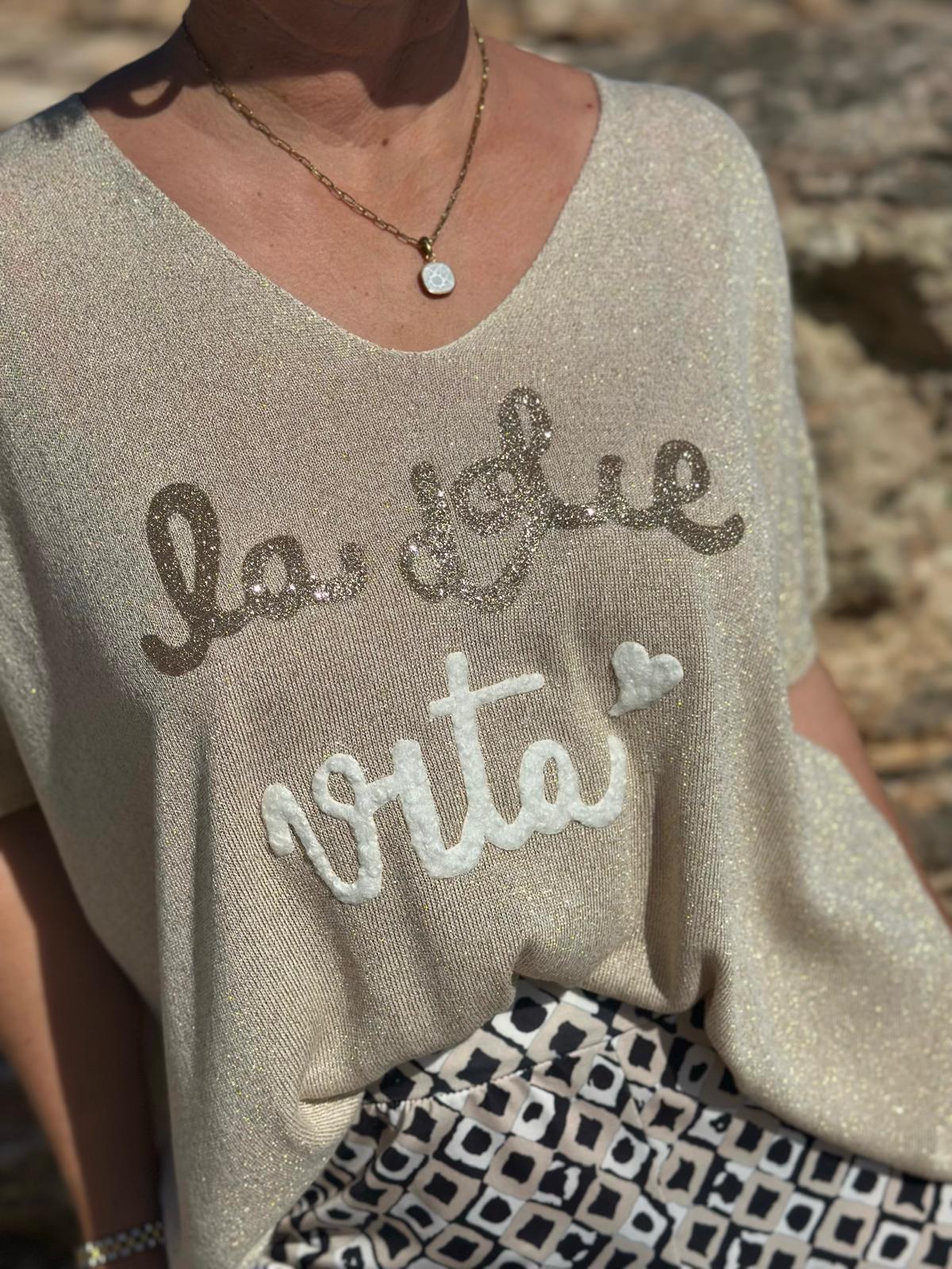 Shirt „La Dolce Vita Glow“ in Cremé