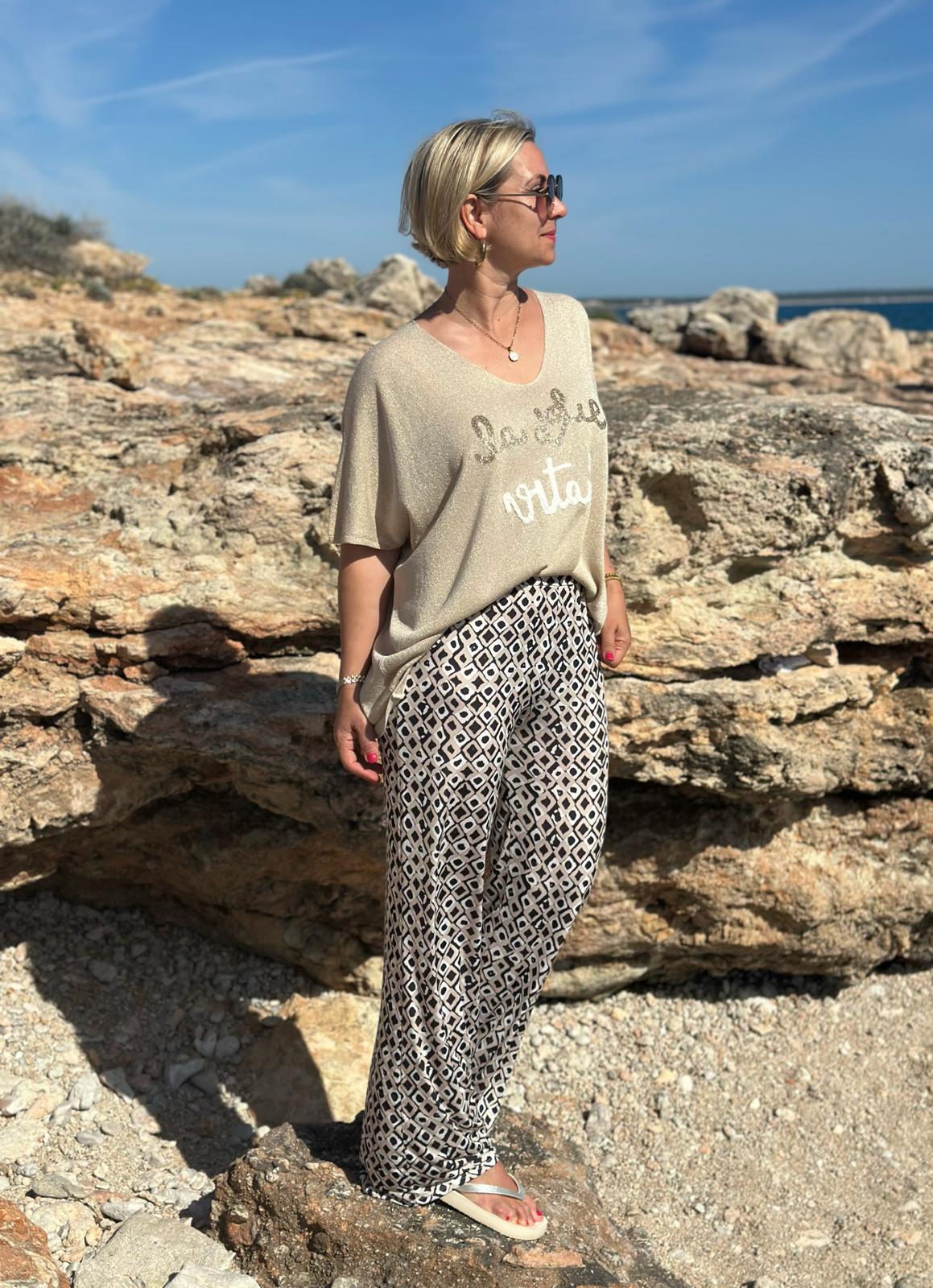 Shirt „La Dolce Vita Glow“ in Cremé