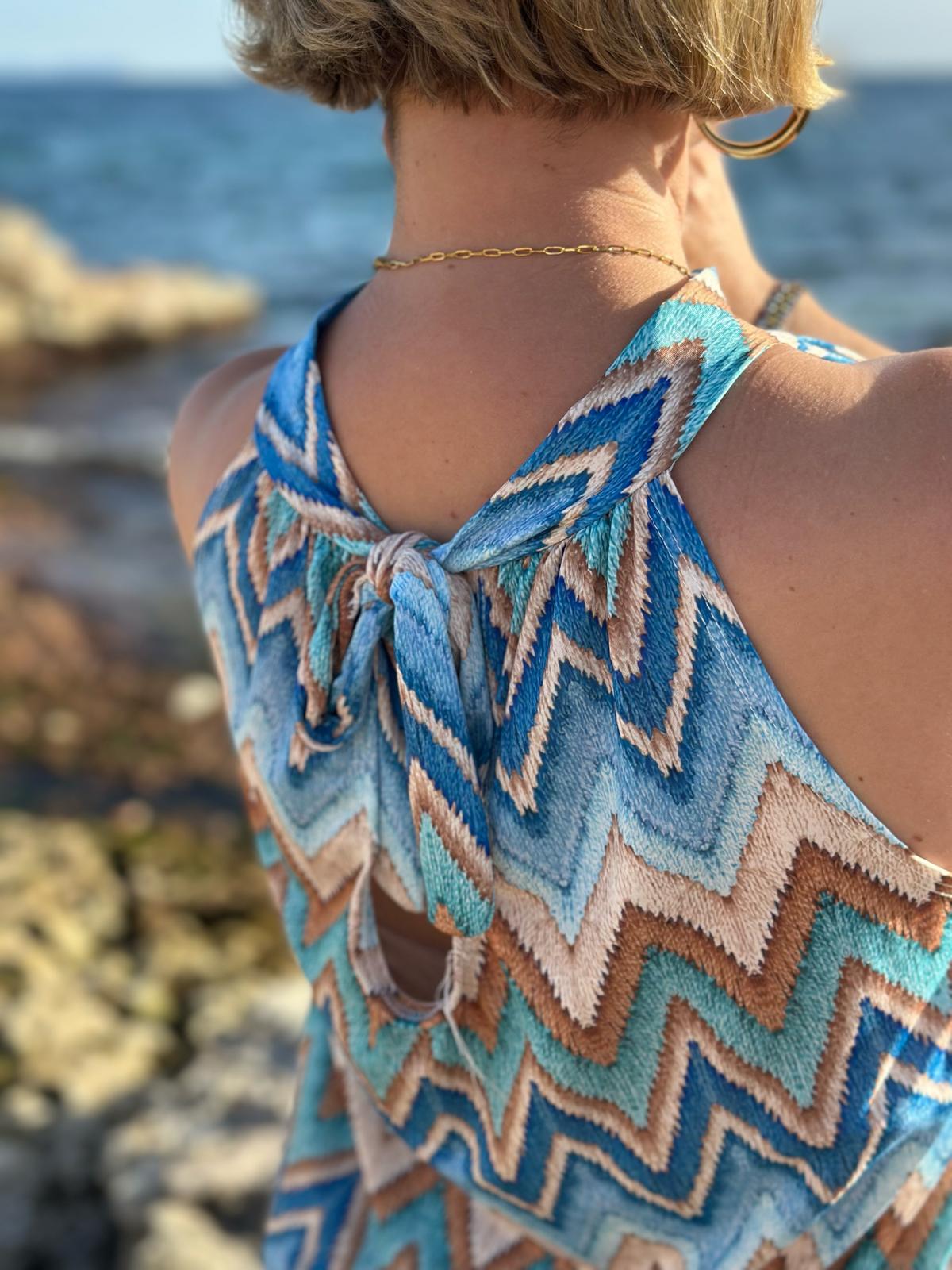 Top „Boho Breeze“ - Ozean Blau