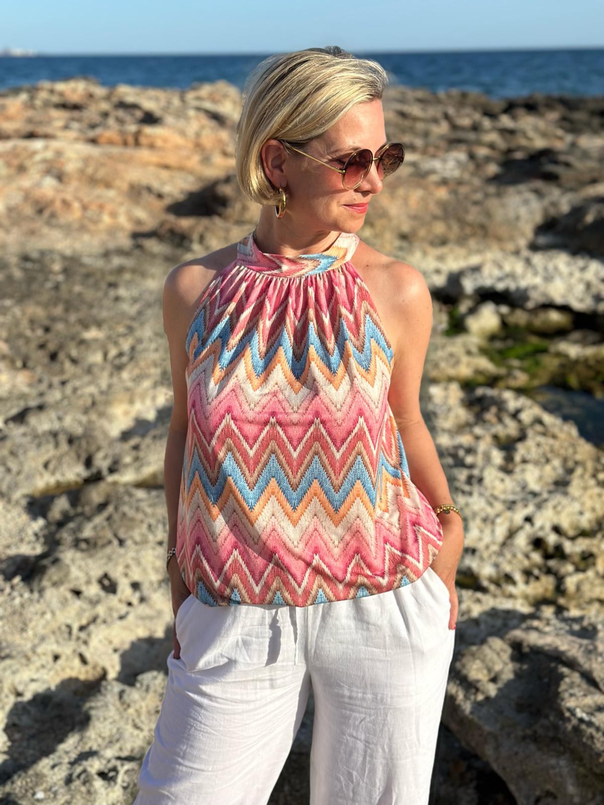 Top „Boho Breeze“ - Cremé/Rosé