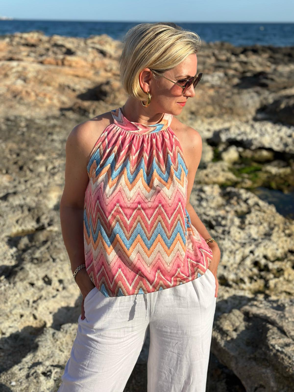 Top „Boho Breeze“ - Cremé/Rosé
