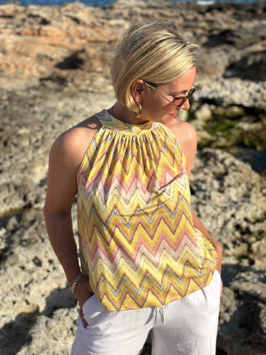 Top „Boho Breeze“ - Cremé/Gelb