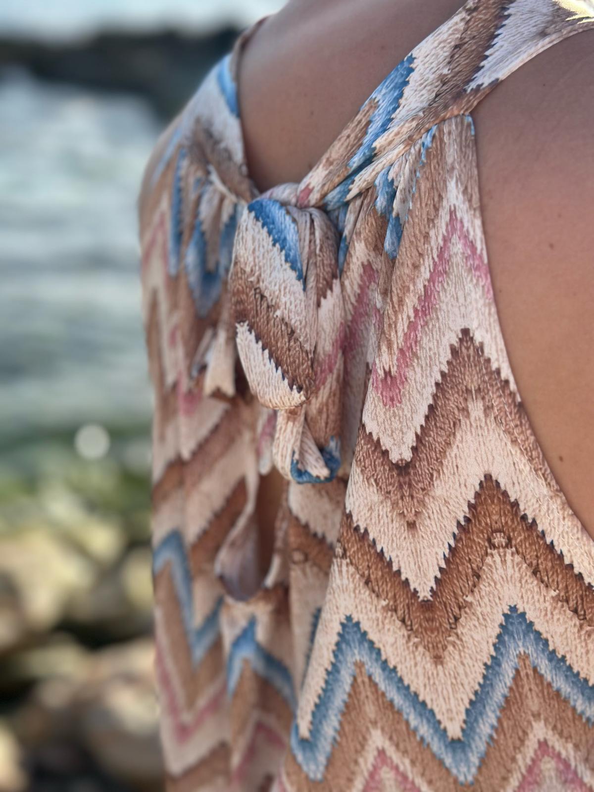 Top „Boho Breeze“ - Sand/Blau