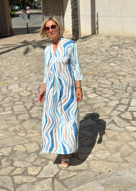 "Everyday-Chic" Maxikleid mit fließendem Muster in Summer Blue