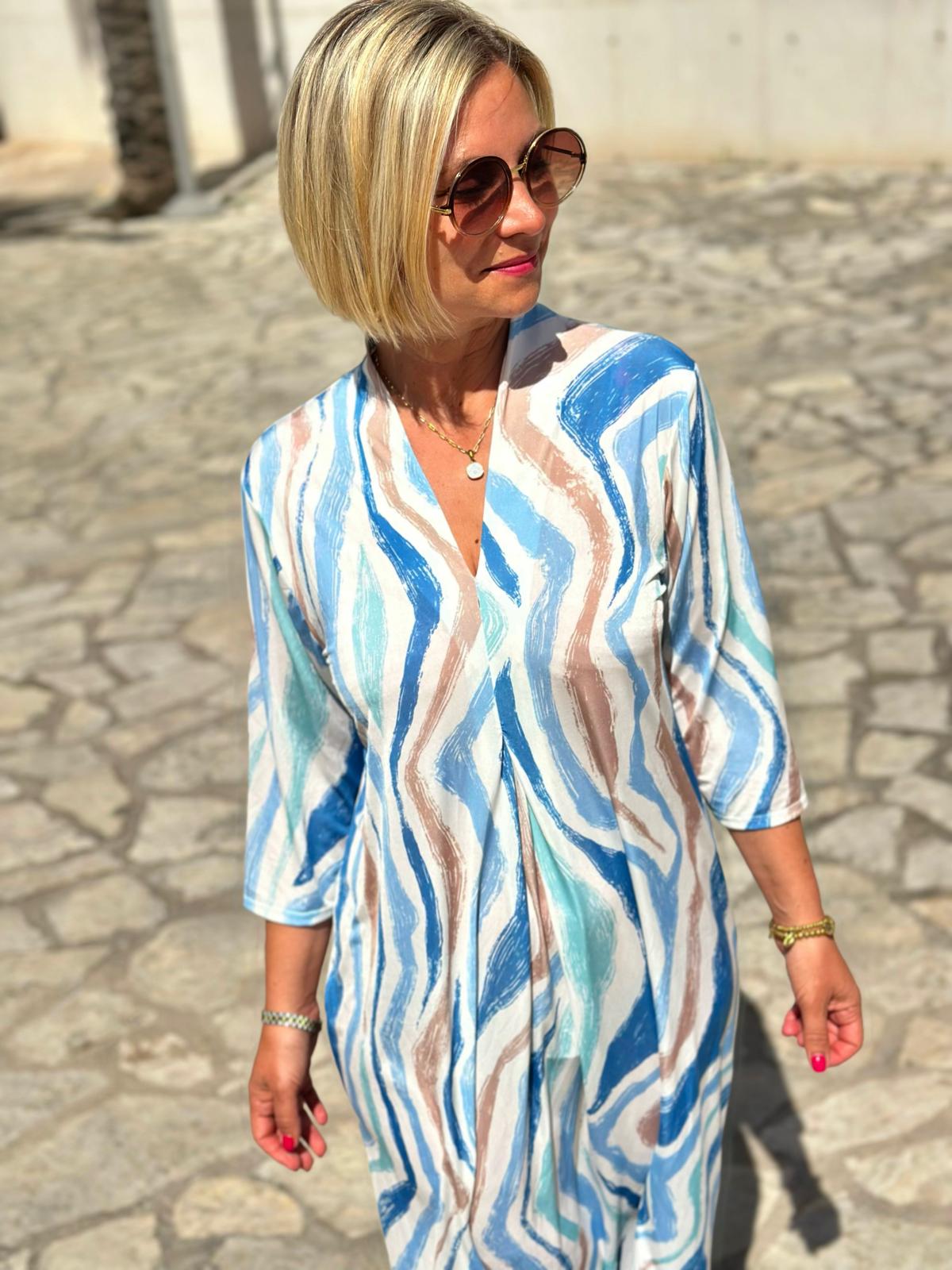 "Everyday-Chic" Maxikleid mit fließendem Muster in Summer Blue