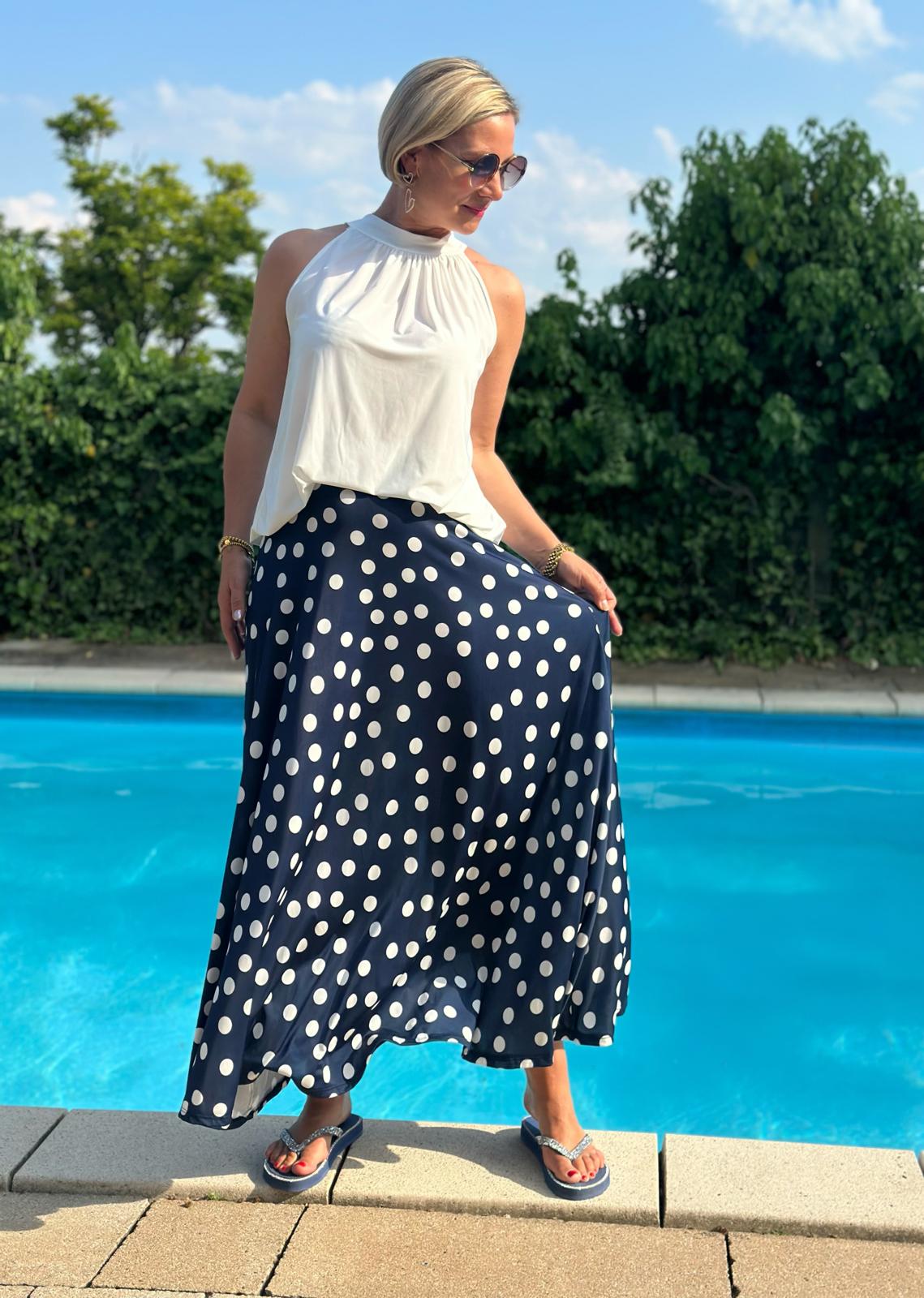 Rock Bella Punti – Dot Edition in Navy mit weißen Punkten