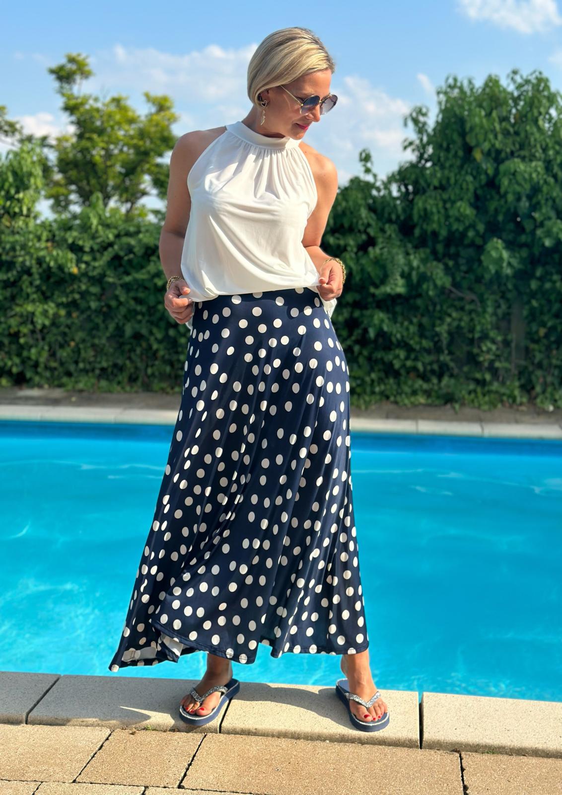 Rock Bella Punti – Dot Edition in Navy mit weißen Punkten