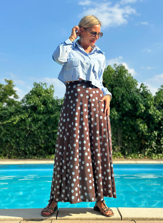 Rock Bella Punti – Dot Edition in Braun mit Hellblauen Punkten