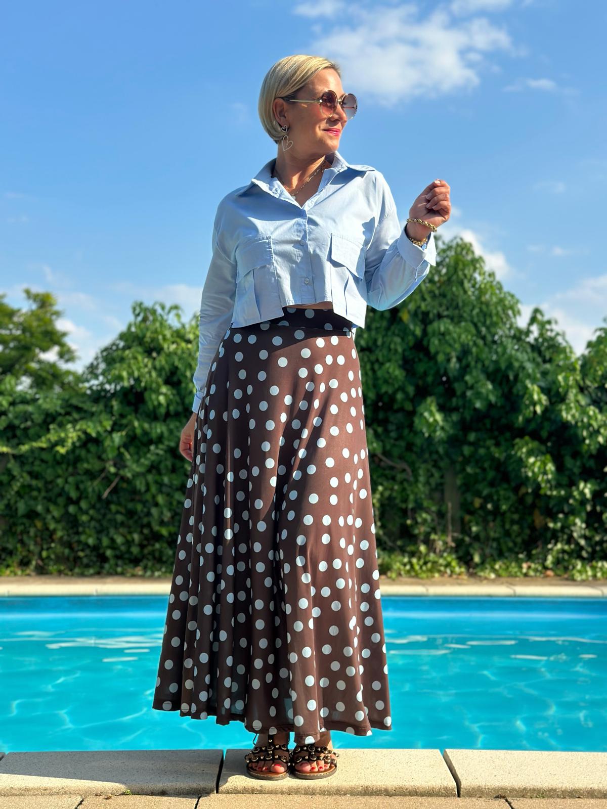 Rock Bella Punti – Dot Edition in Braun mit Hellblauen Punkten