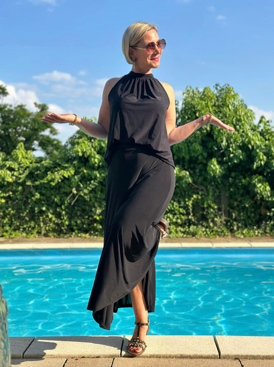Rock Black Elegance – Fließender Maxi Rock