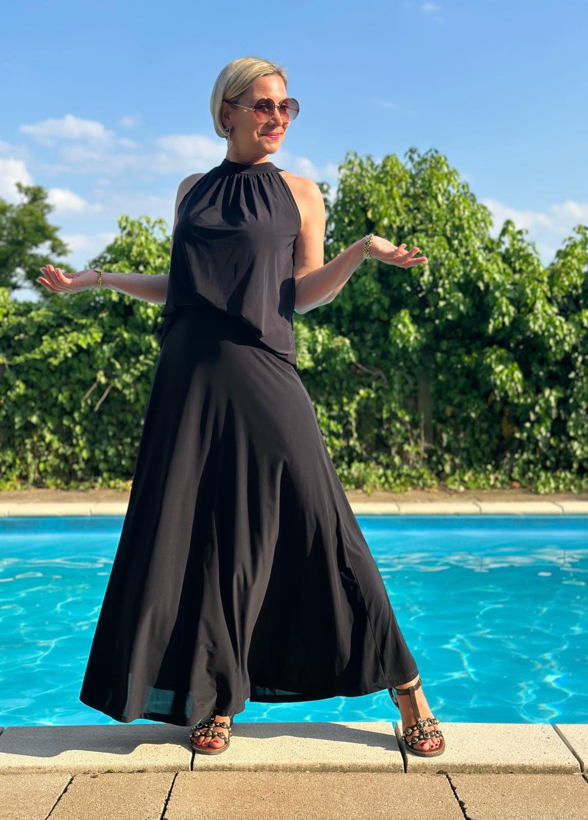 Rock Black Elegance – Fließender Maxi Rock