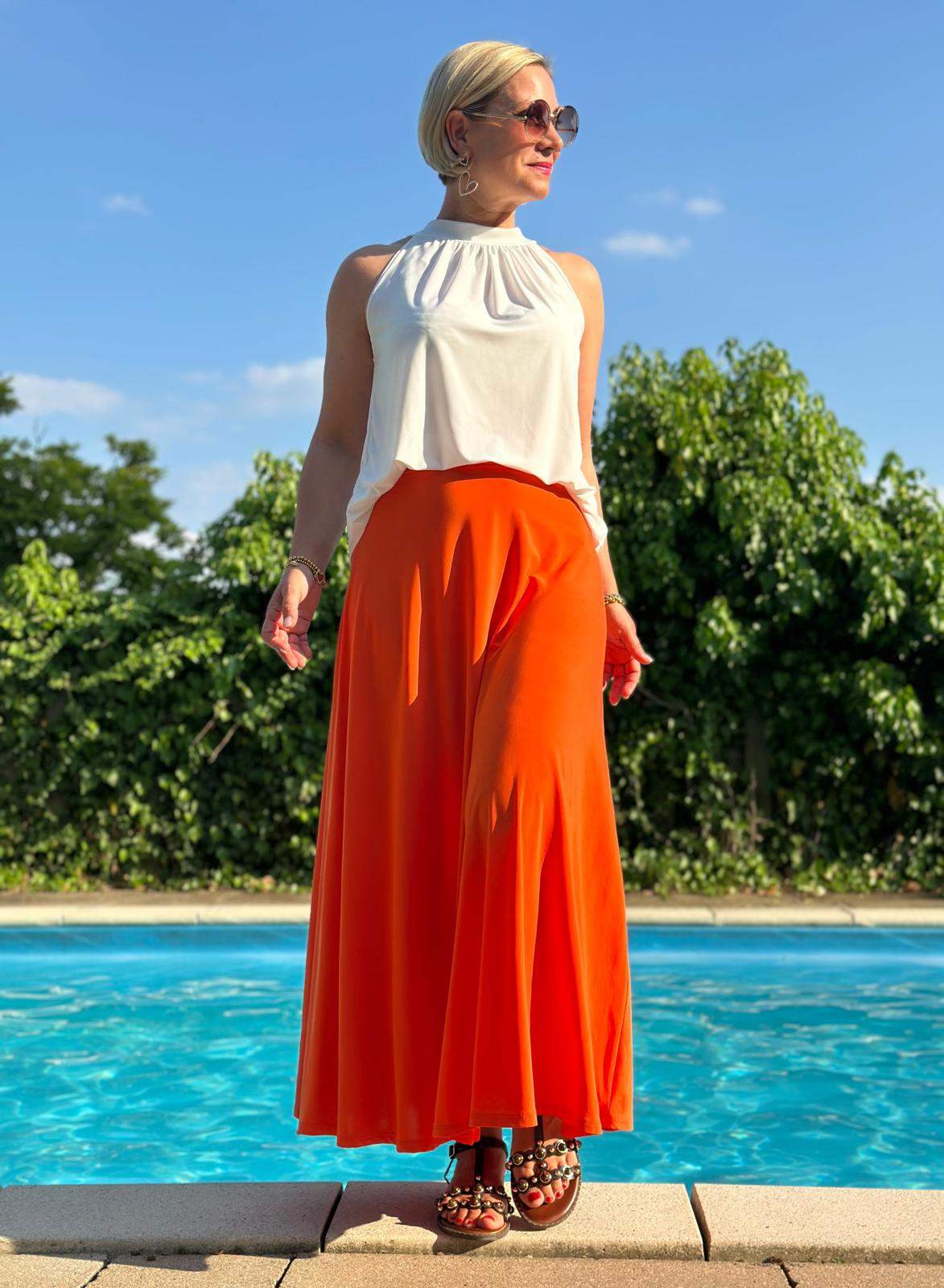 Rock Sunset Glow – Fließender Maxi Rock in Orange