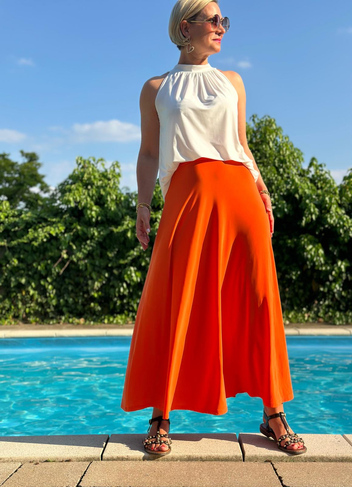 Rock Sunset Glow – Fließender Maxi Rock in Orange