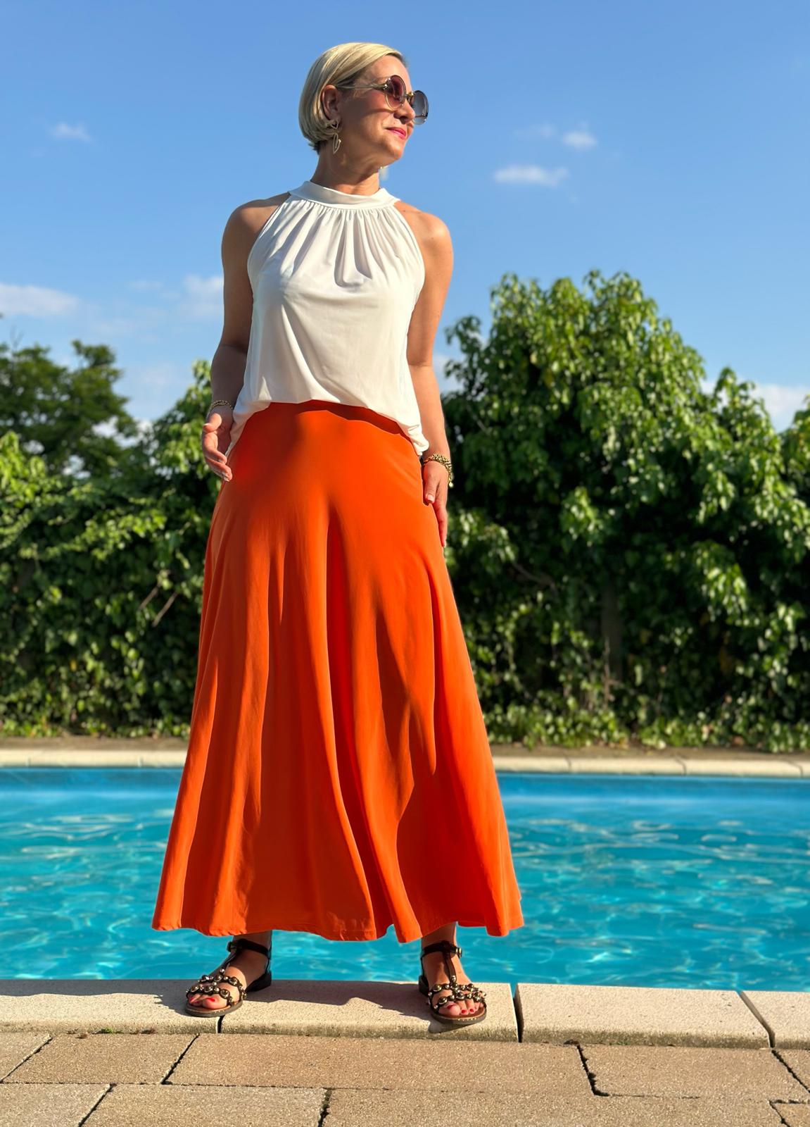 Rock Sunset Glow – Fließender Maxi Rock in Orange