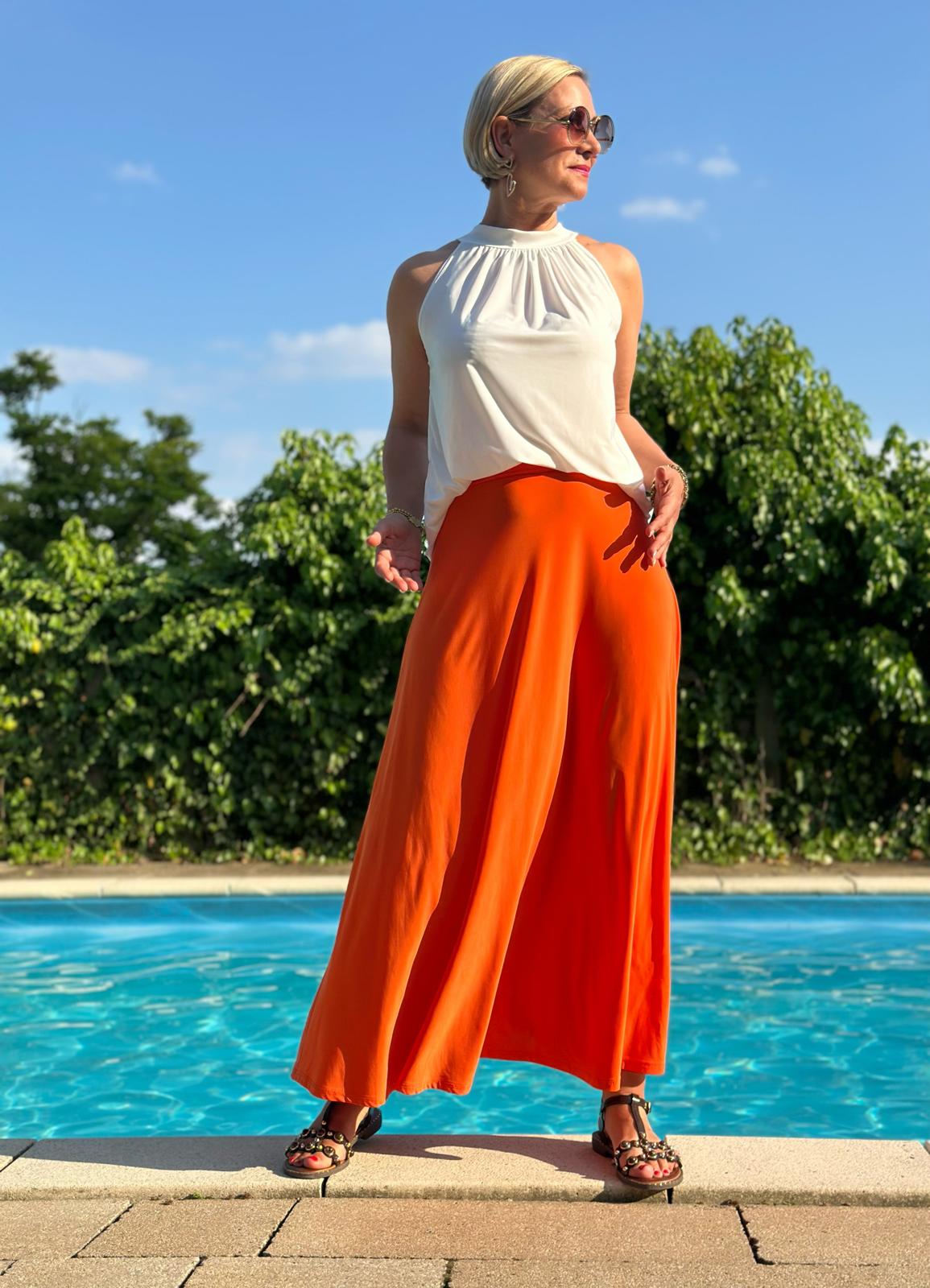 Rock Sunset Glow – Fließender Maxi Rock in Orange