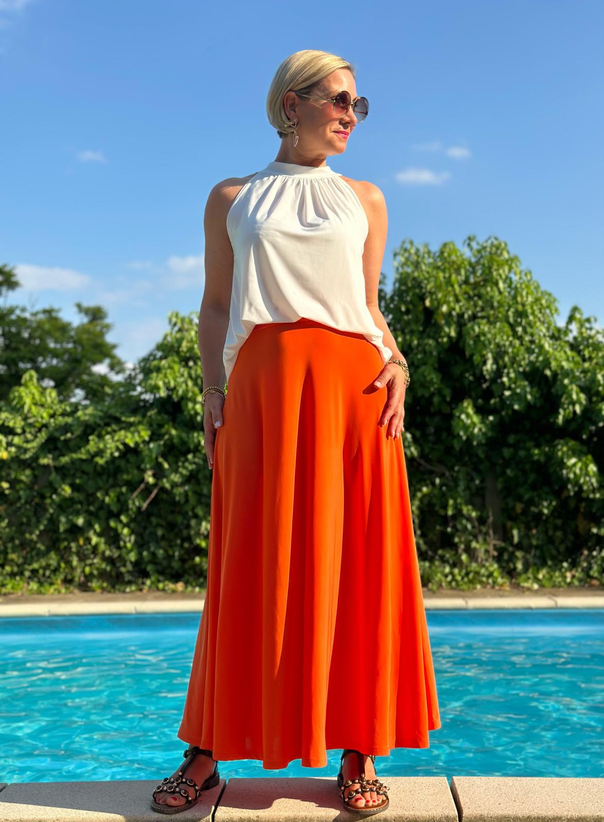 Rock Sunset Glow – Fließender Maxi Rock in Orange