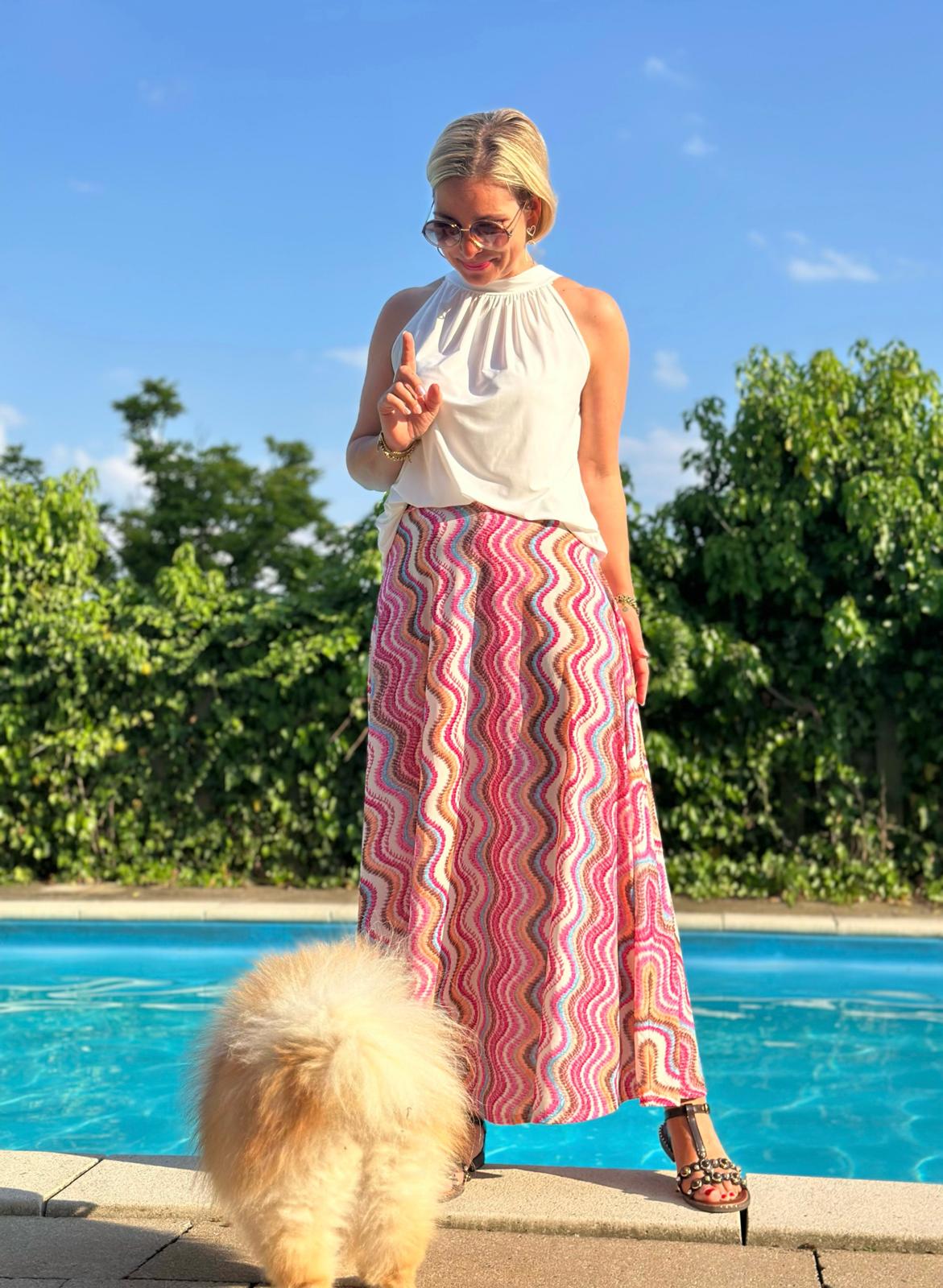 Rock Pink Waves – Maxi Rock mit Wellenmuster