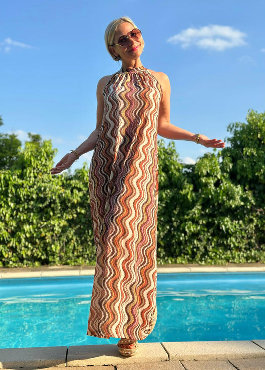 Amalfi Wave Kleid in Warm Olive