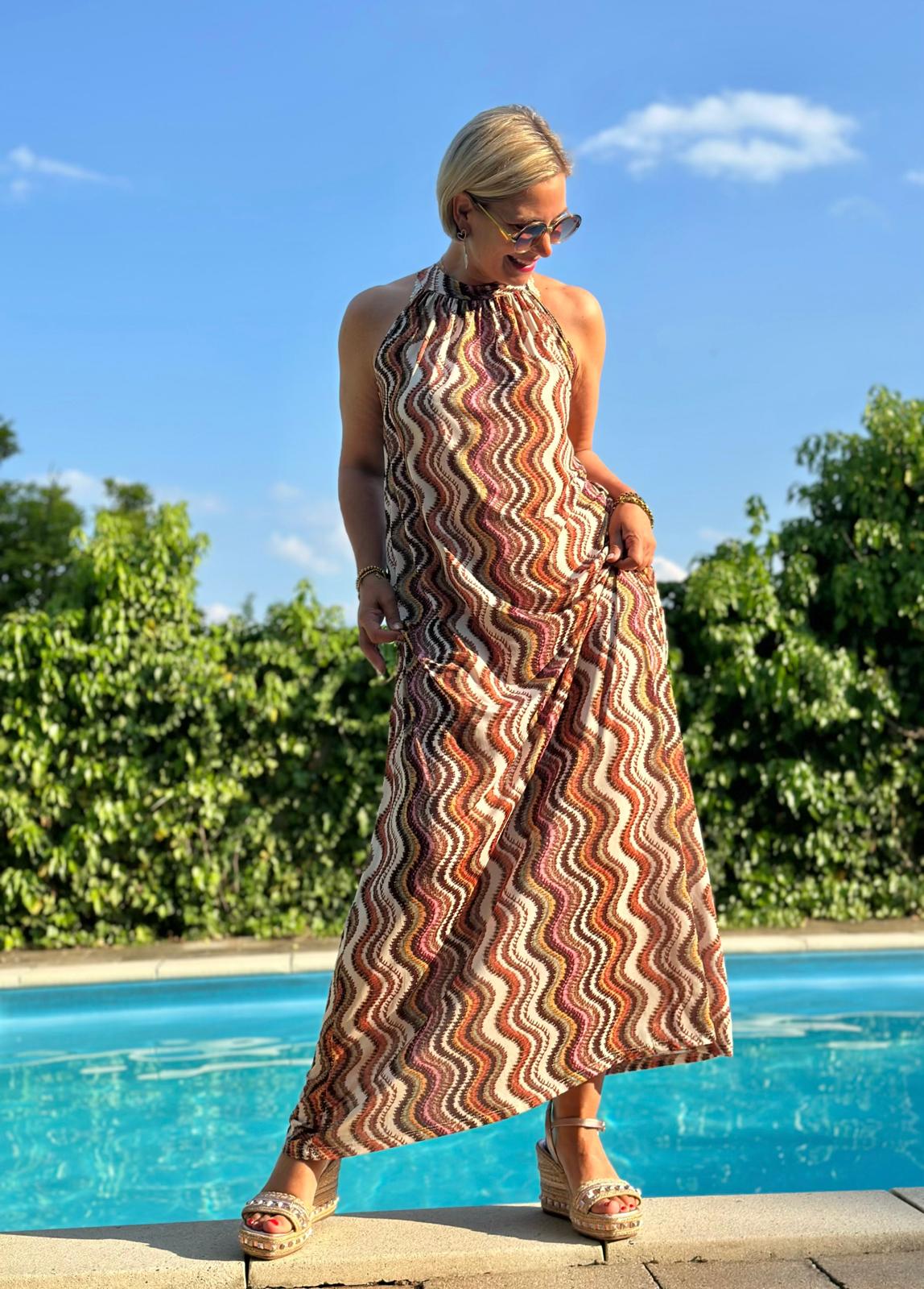 Amalfi Wave Kleid in Warm Olive