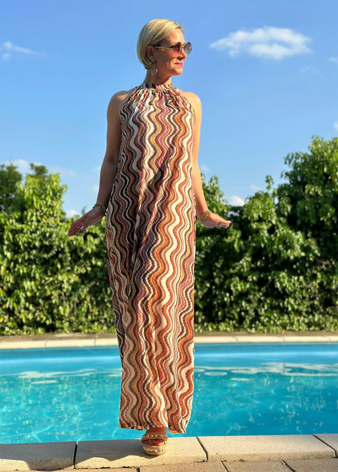 Amalfi Wave Kleid in Warm Olive