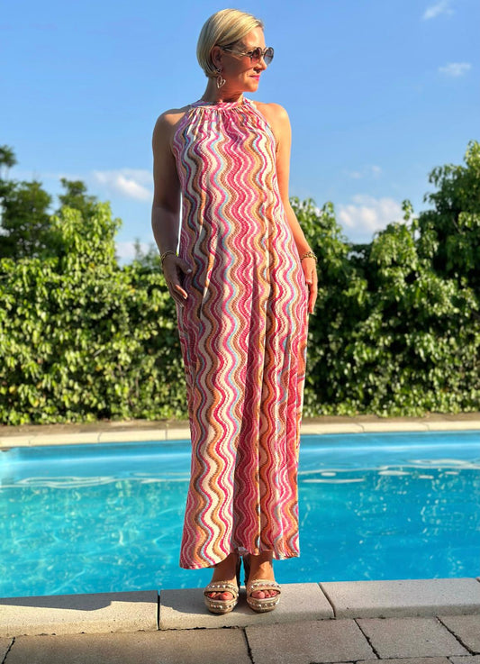 Amalfi Wave Kleid in Sunny Pink