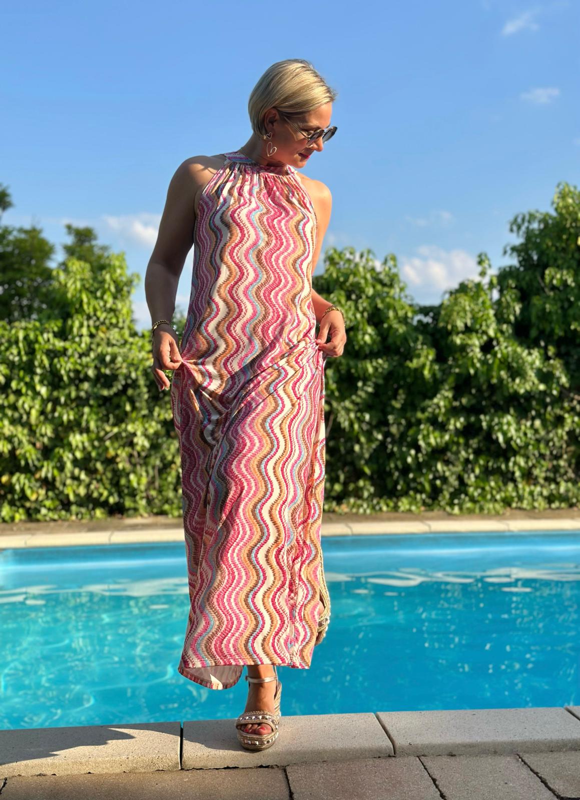 Amalfi Wave Kleid in Sunny Pink