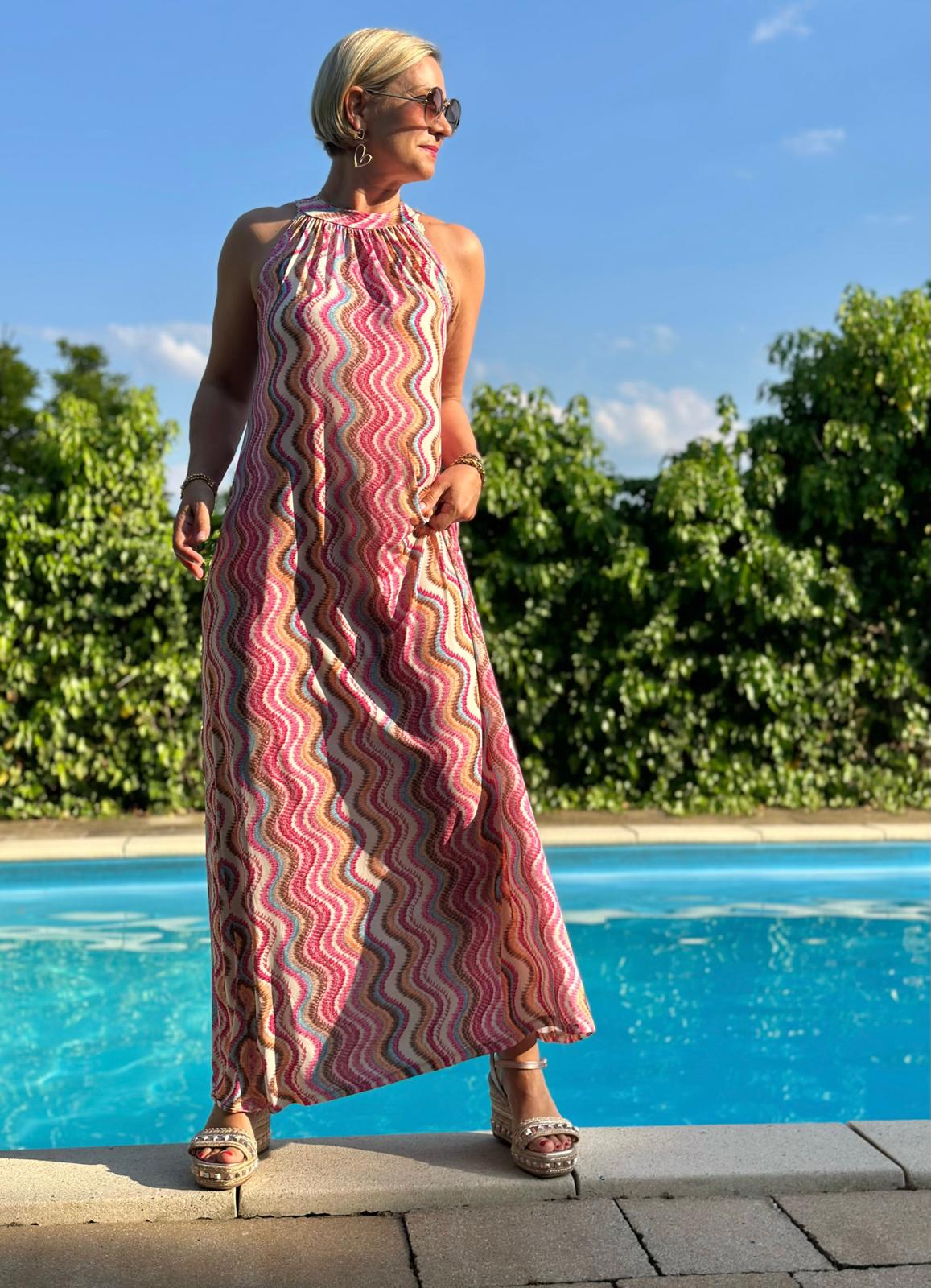 Amalfi Wave Kleid in Sunny Pink