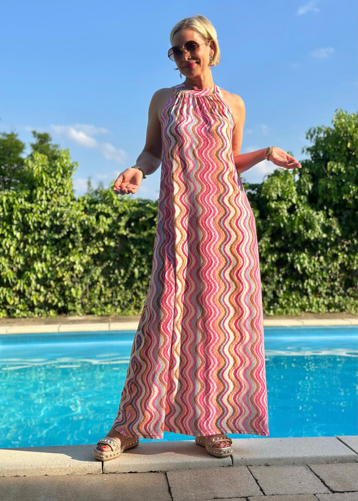 Amalfi Wave Kleid in Sunny Pink