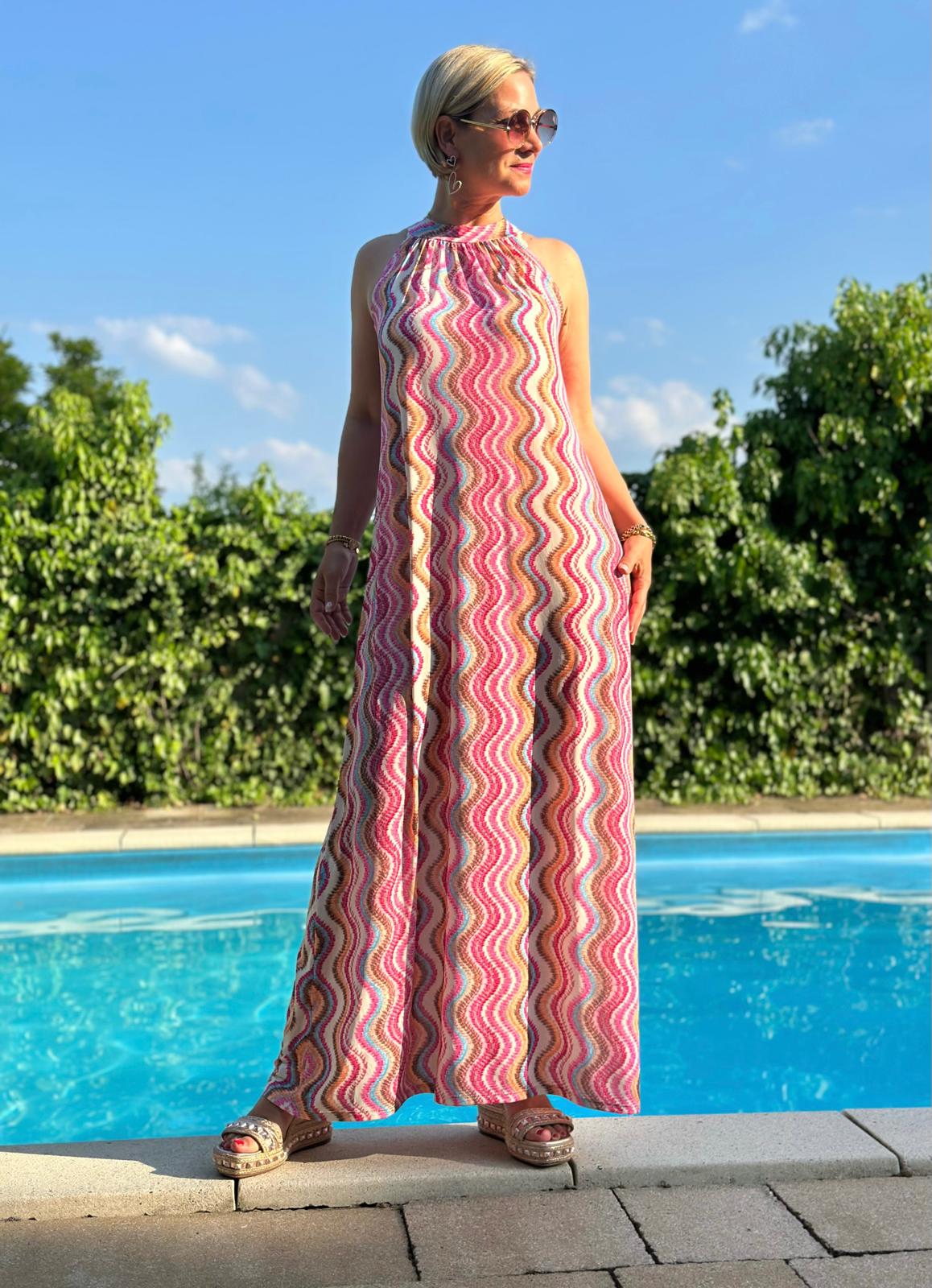 Amalfi Wave Kleid in Sunny Pink