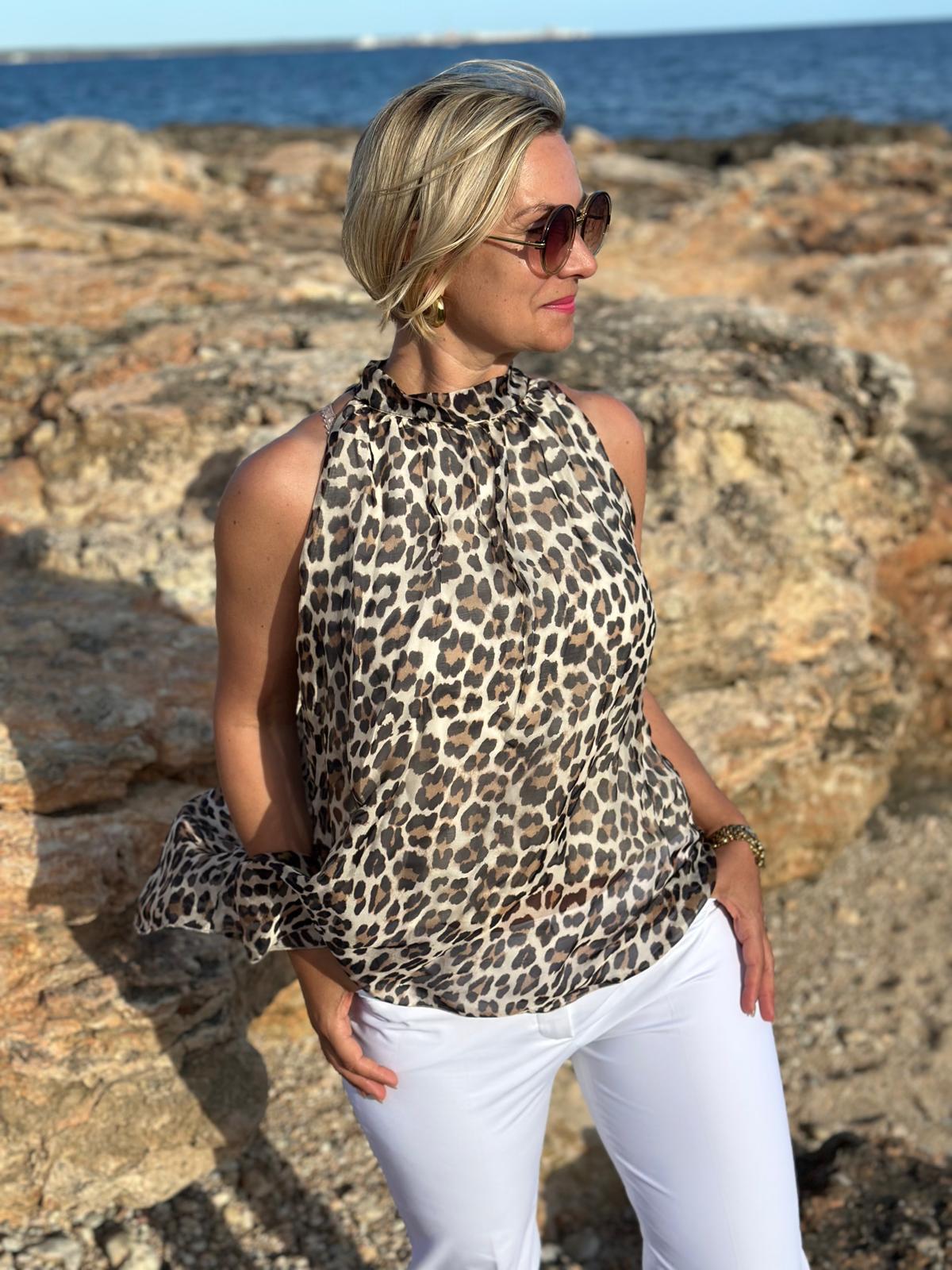 Leo-Blusentop „Safari Chic“