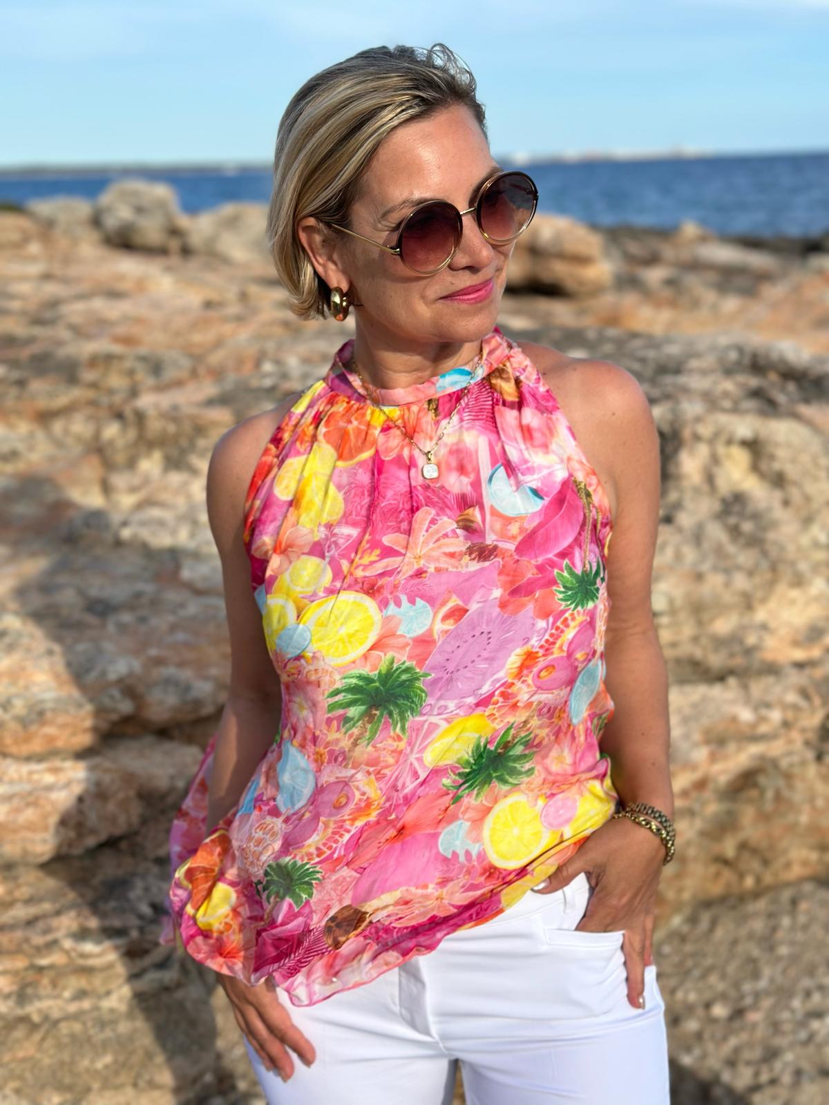 Blusentop „Pink Amalfi“
