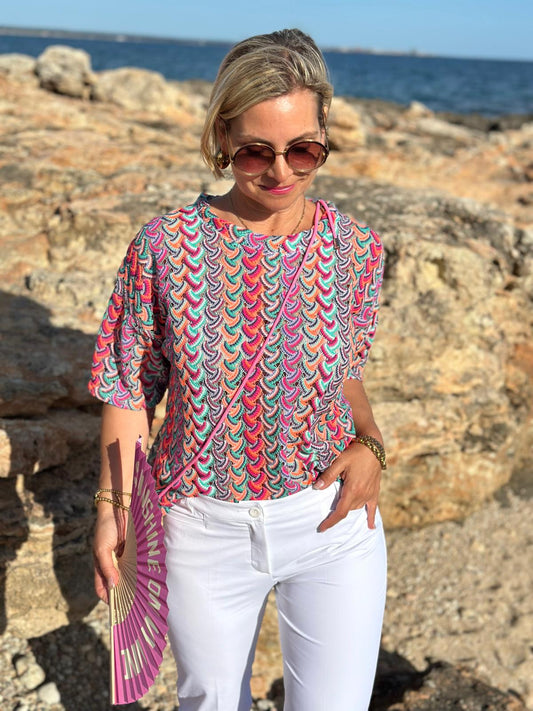 Feinstrickshirt "Hippie Purple" – Sommermuster & Häkeloptik