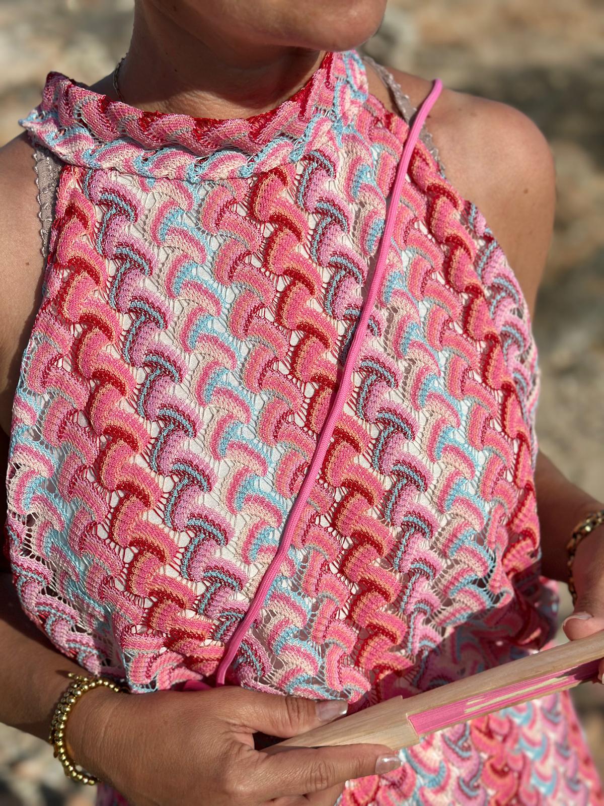 Feinstricktop "Sugar Pink" – Häkeloptik & Sommerliebe