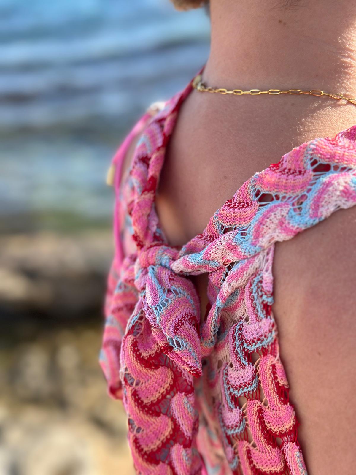 Feinstricktop "Sugar Pink" – Häkeloptik & Sommerliebe