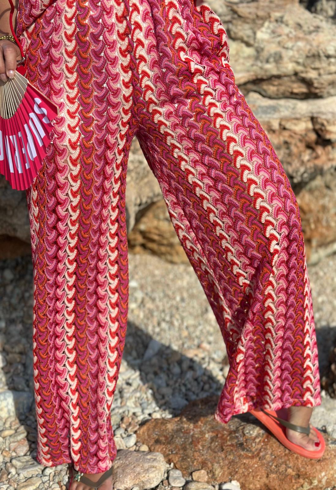 Sommerprint Palazzo Hose in "Cherry Red"