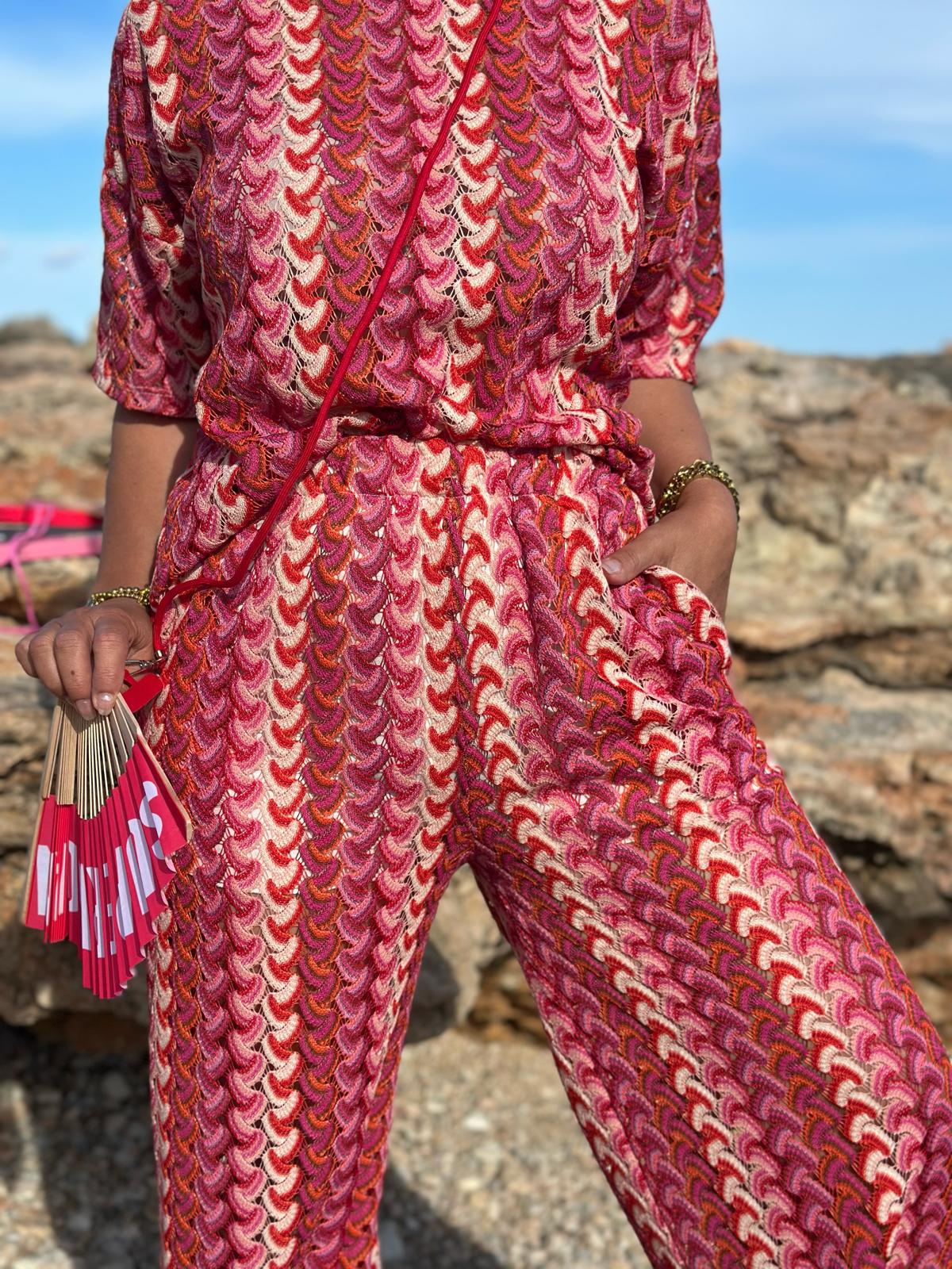 Sommerprint Palazzo Hose in "Cherry Red"