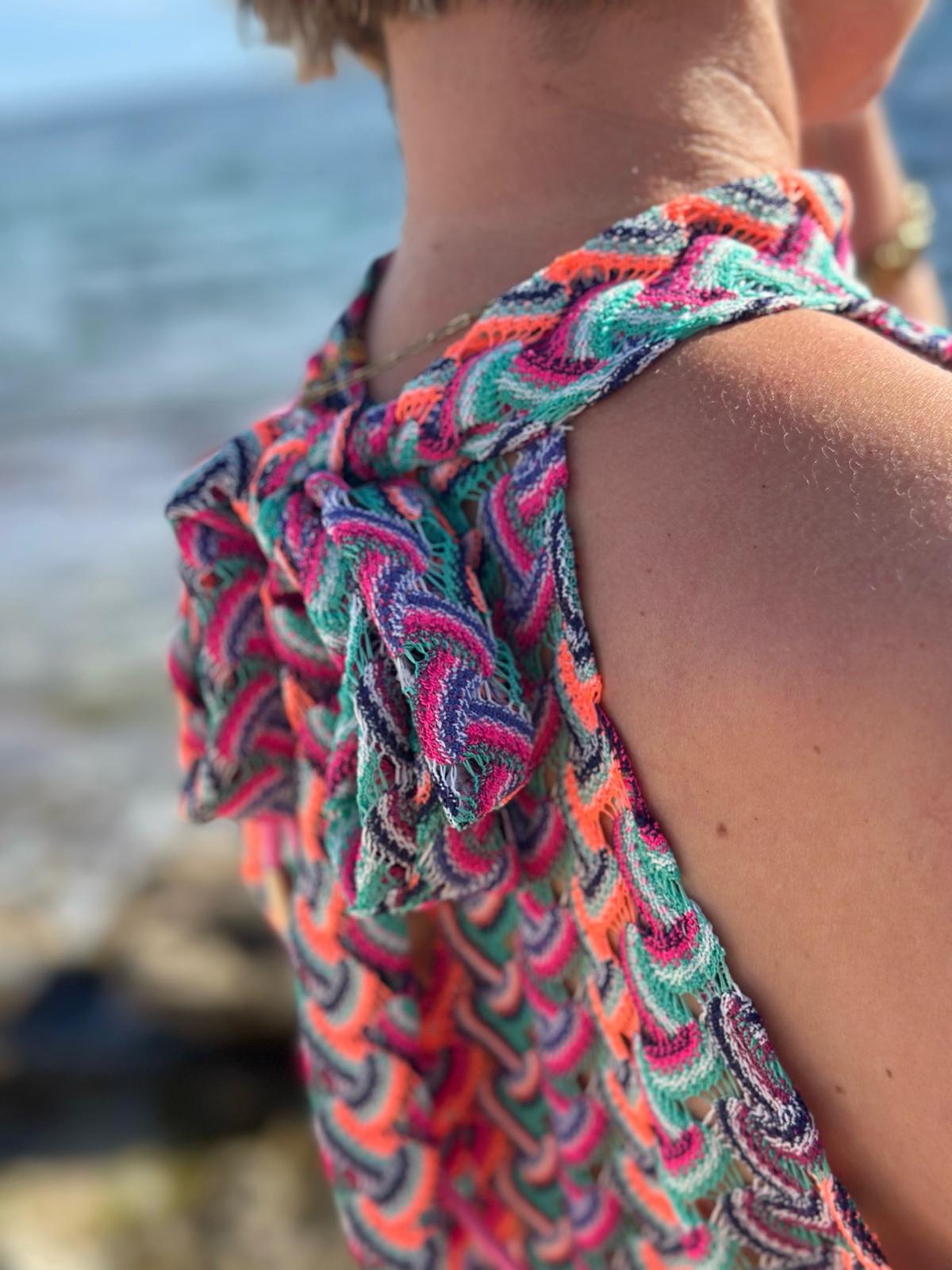 Feinstricktop "Hippie Purple" – Häkeloptik & Sommerliebe