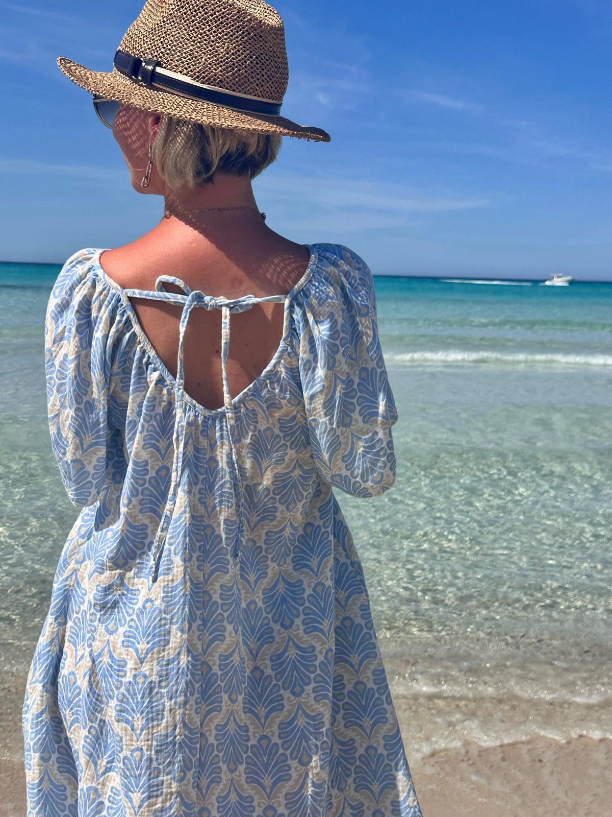 Sommerkleid „Mediterranean Breeze“ – Küstenblau