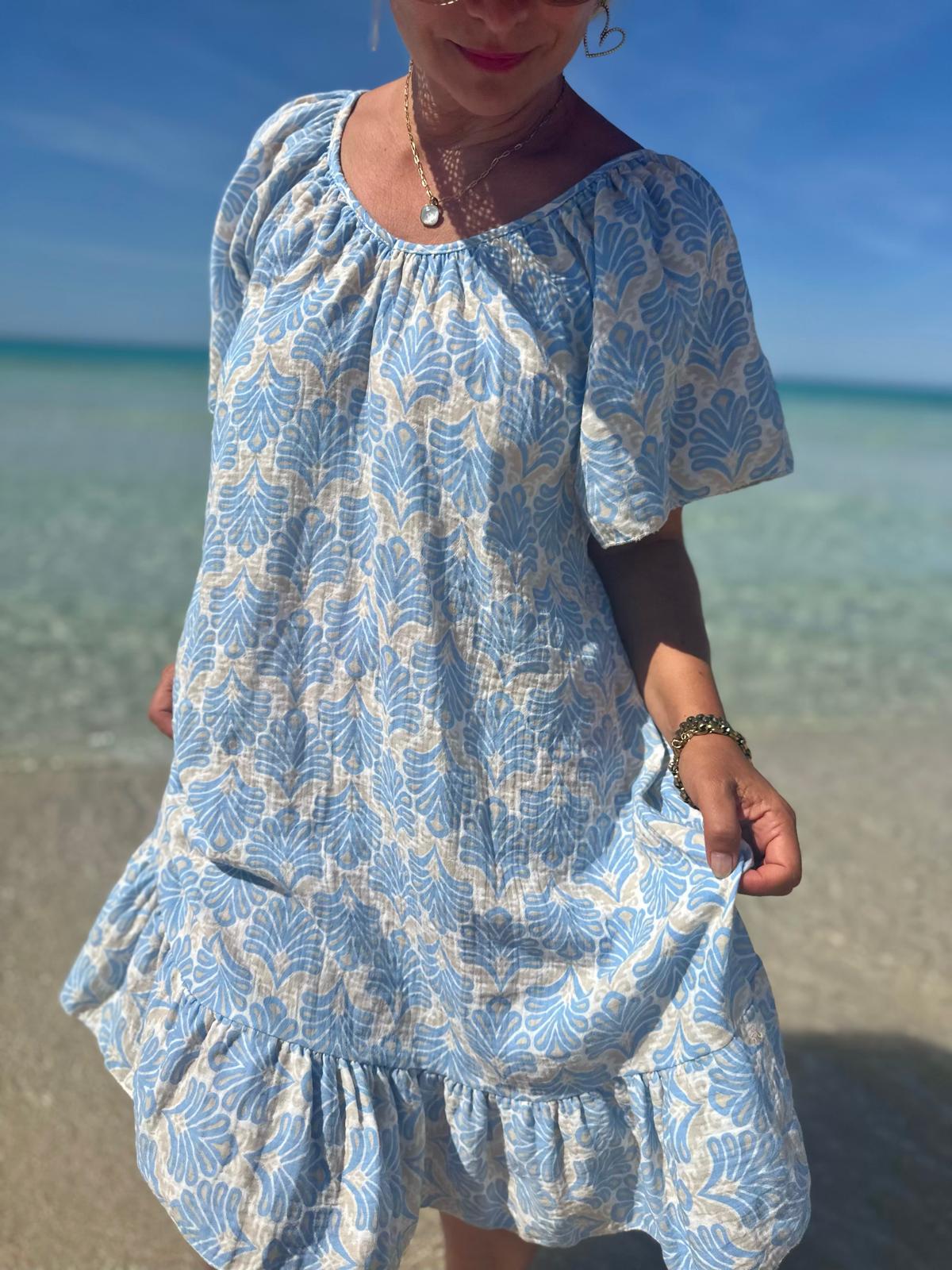 Sommerkleid „Mediterranean Breeze“ – Küstenblau