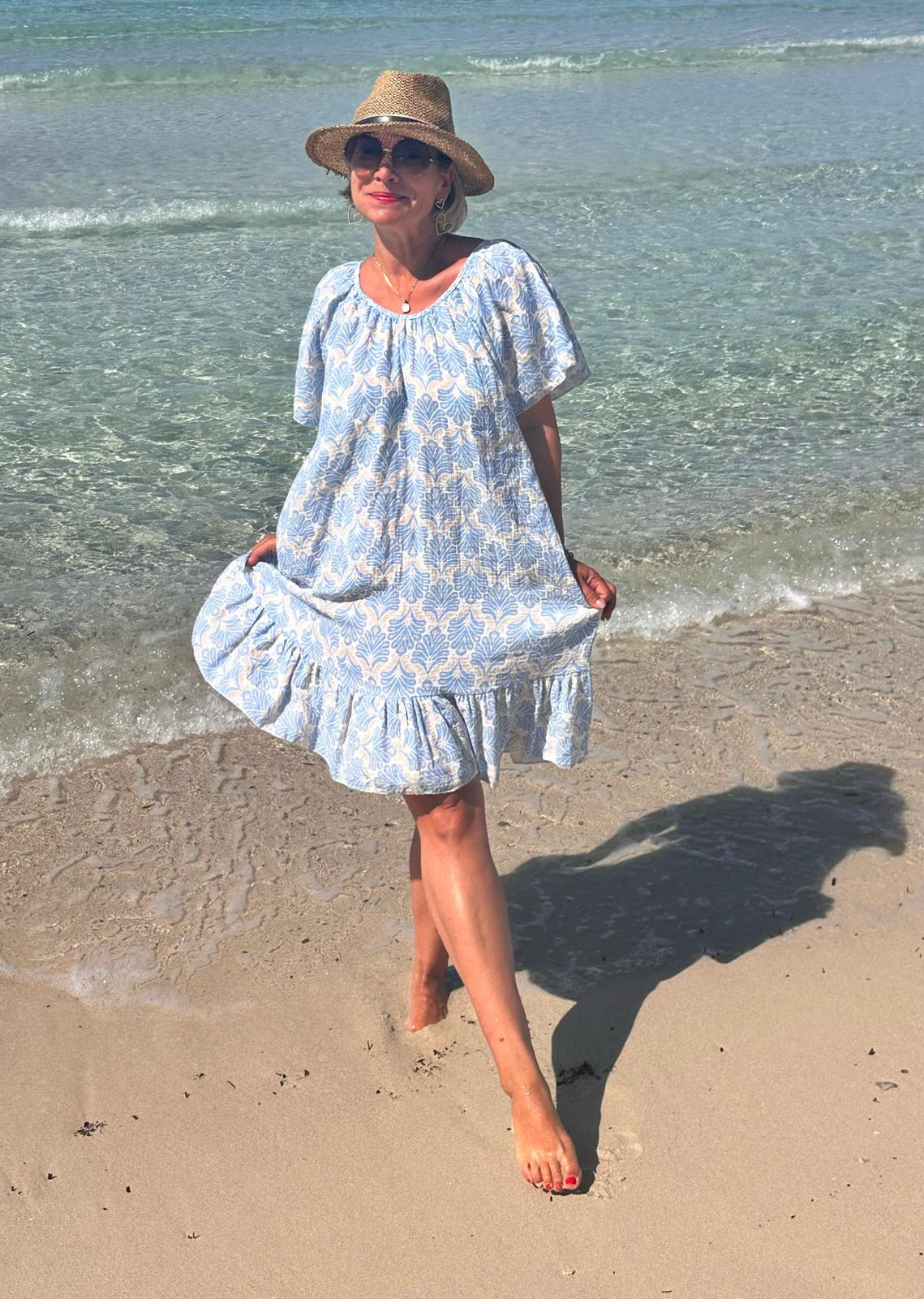 Sommerkleid „Mediterranean Breeze“ – Küstenblau