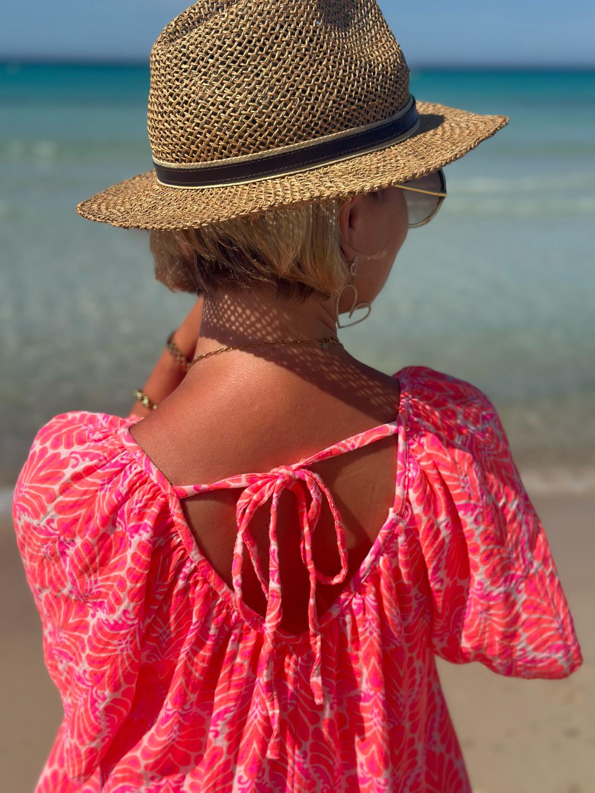 Sommerkleid „Mediterranean Breeze“ – Korall Weiß