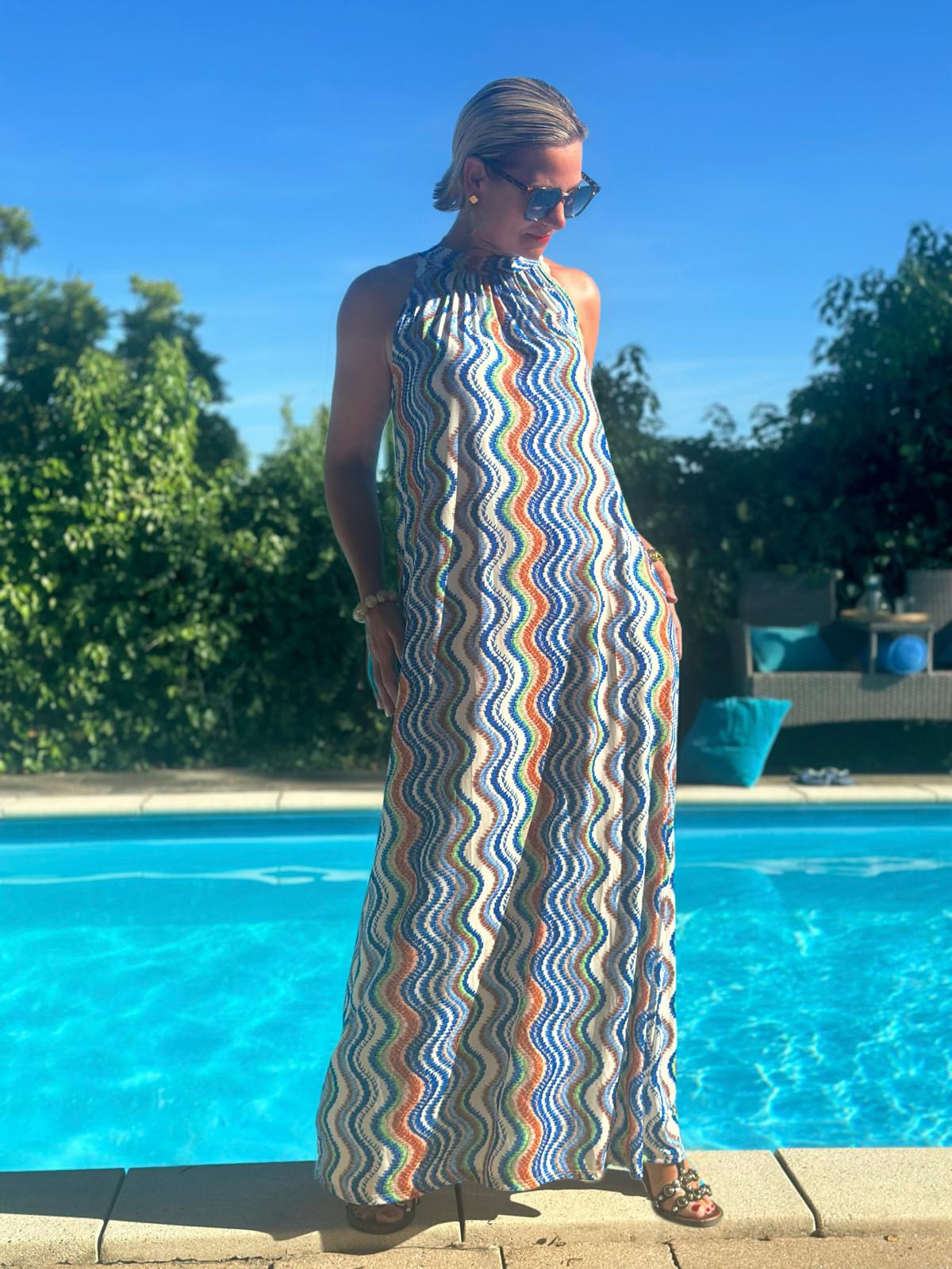 „Wave Love“ Maxikleid in Royal Blau